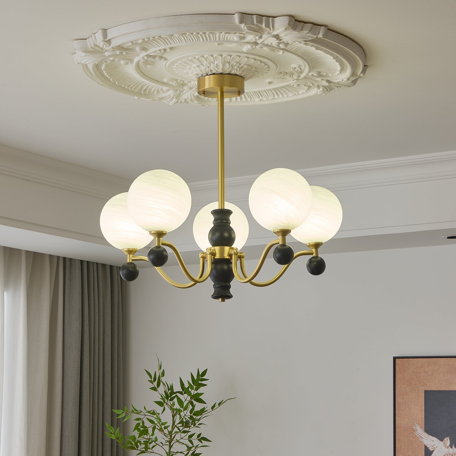 Ershaan Eleganter Vintage-Kronleuchter aus Messing und Holz-Letslighting