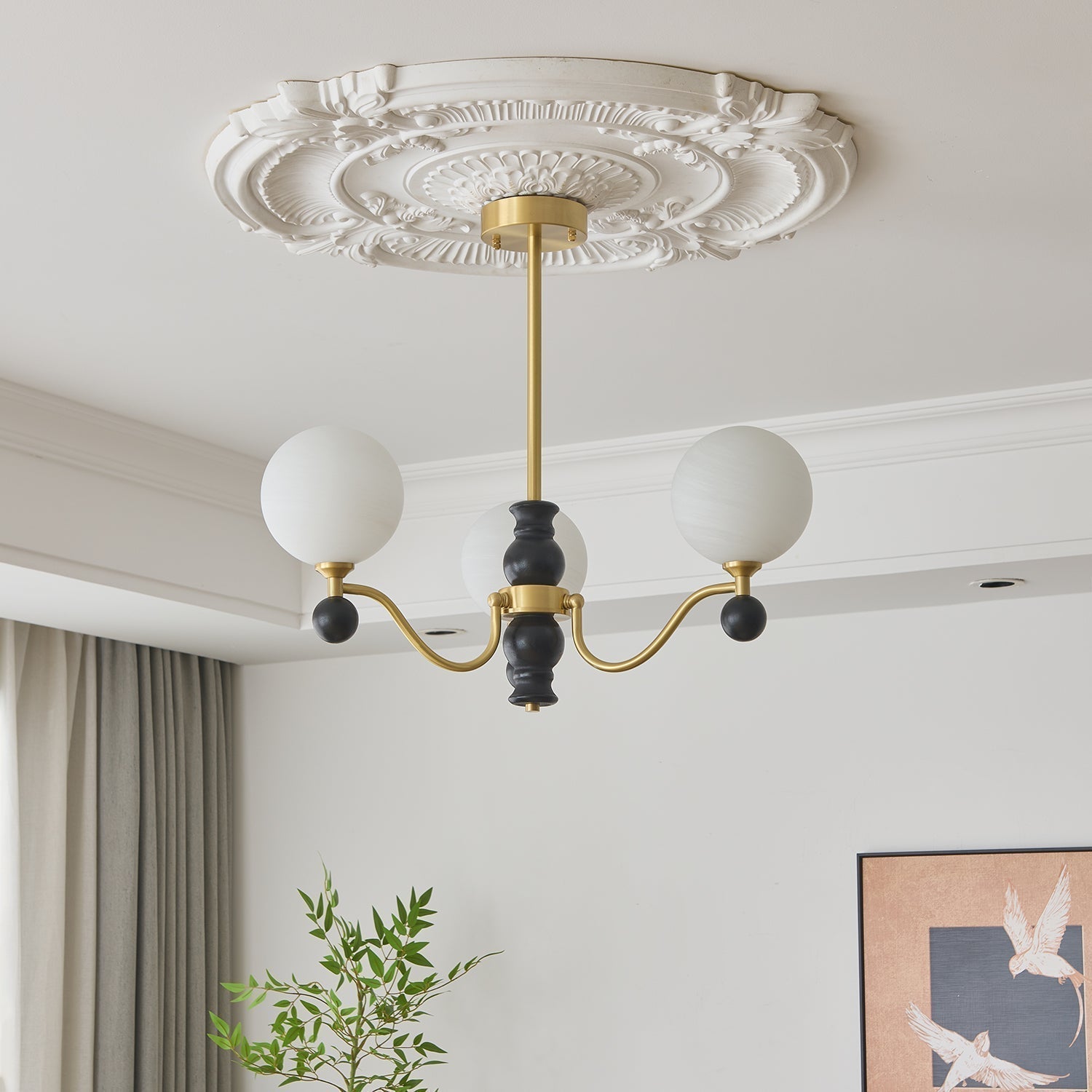 Ershaan Eleganter Vintage-Kronleuchter aus Messing und Holz-Letslighting