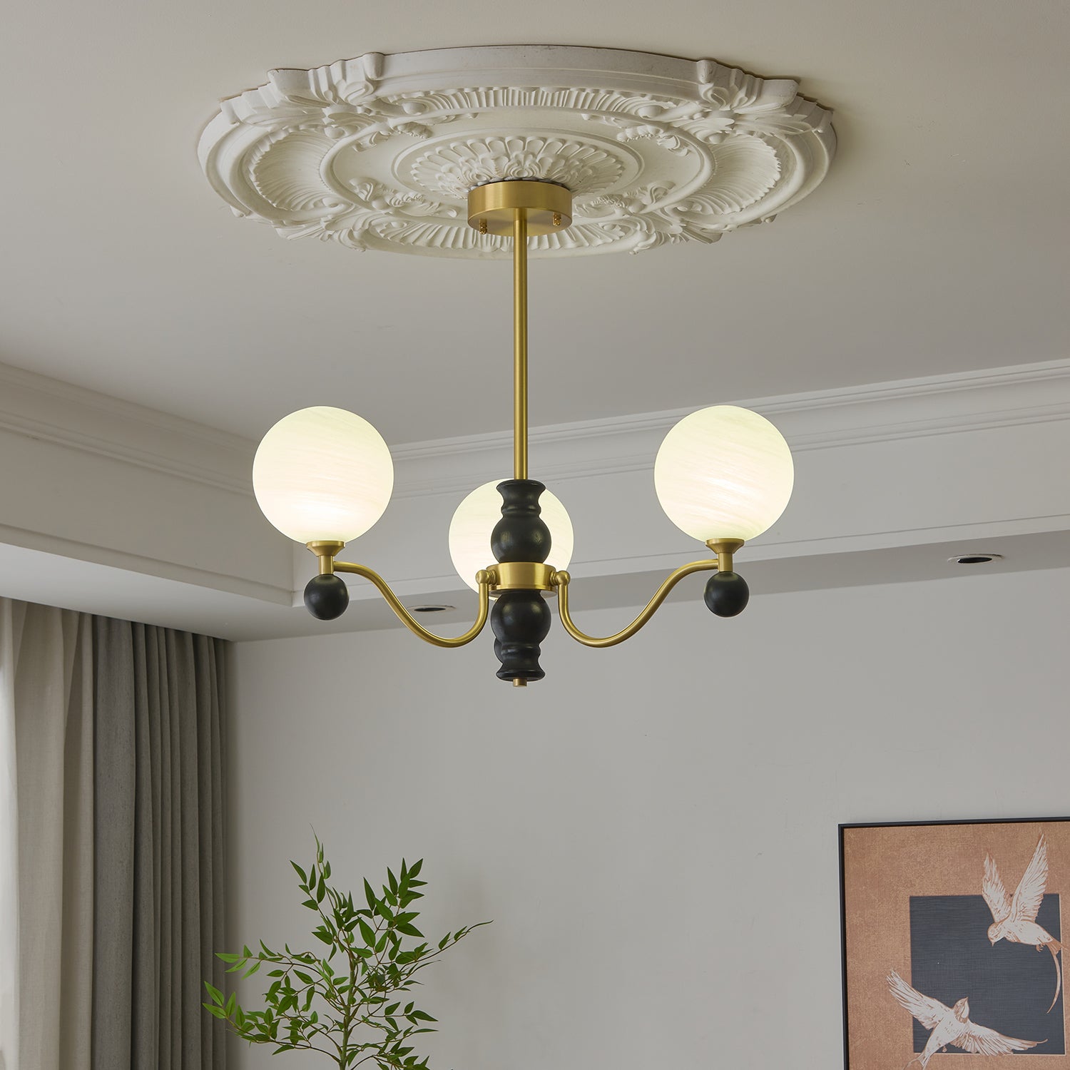 Ershaan Eleganter Vintage-Kronleuchter aus Messing und Holz-Letslighting