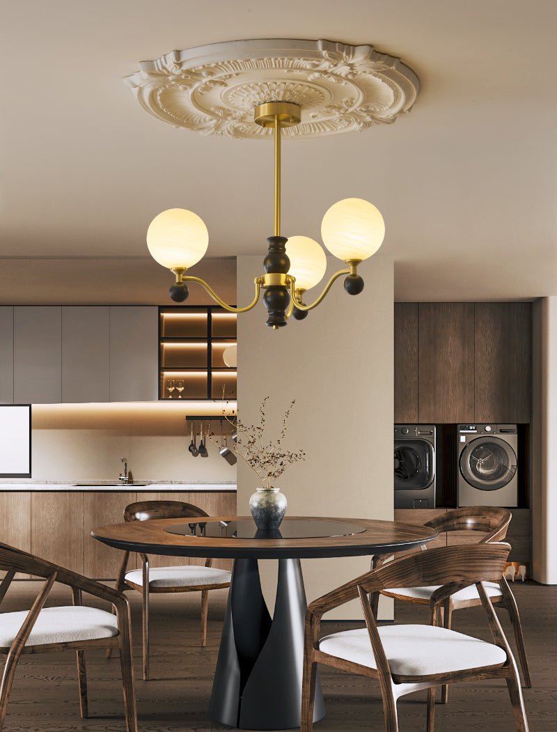 Ershaan Eleganter Vintage-Kronleuchter aus Messing und Holz-Letslighting