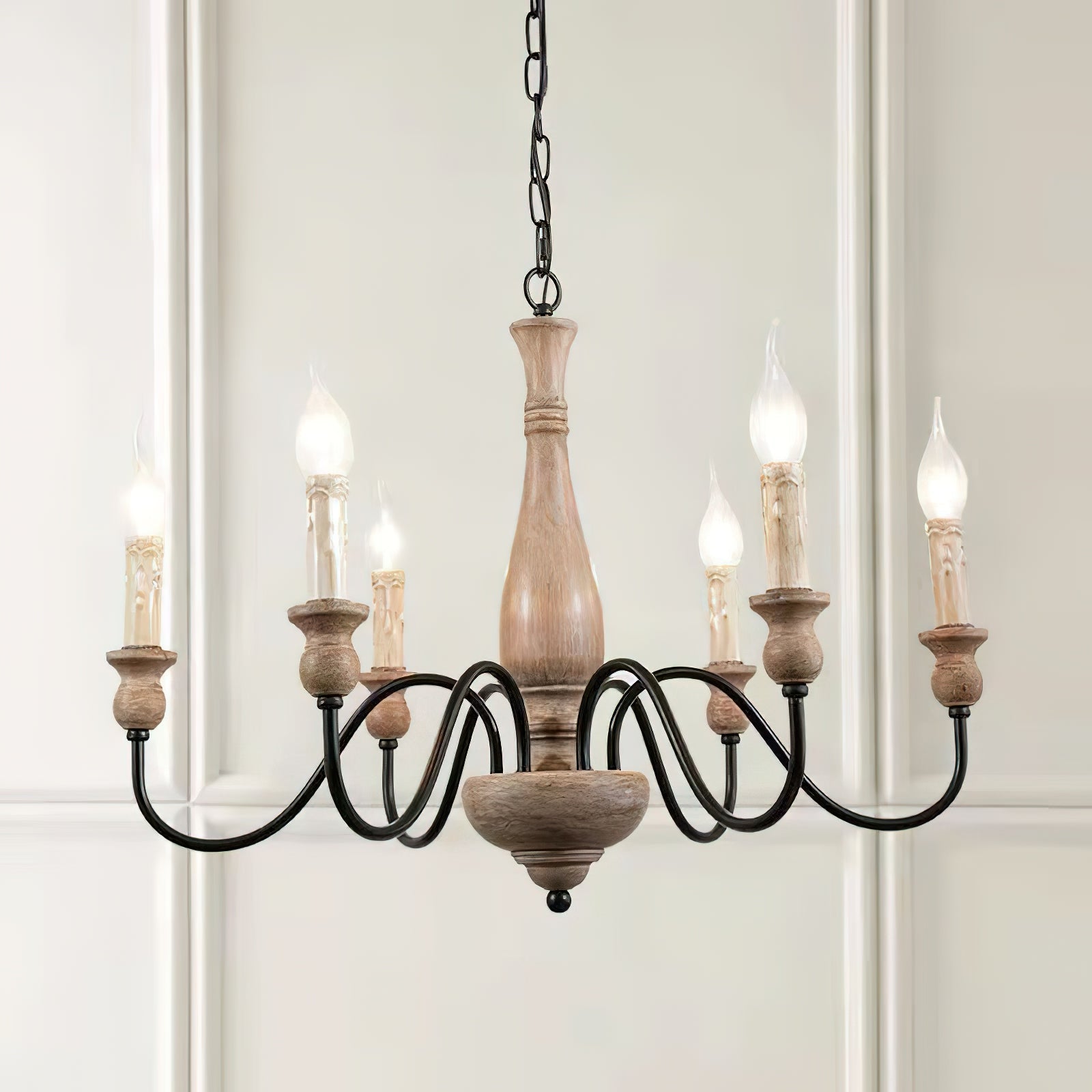 Afralia Modern Industrial Wooden Chandelier - Letslighting