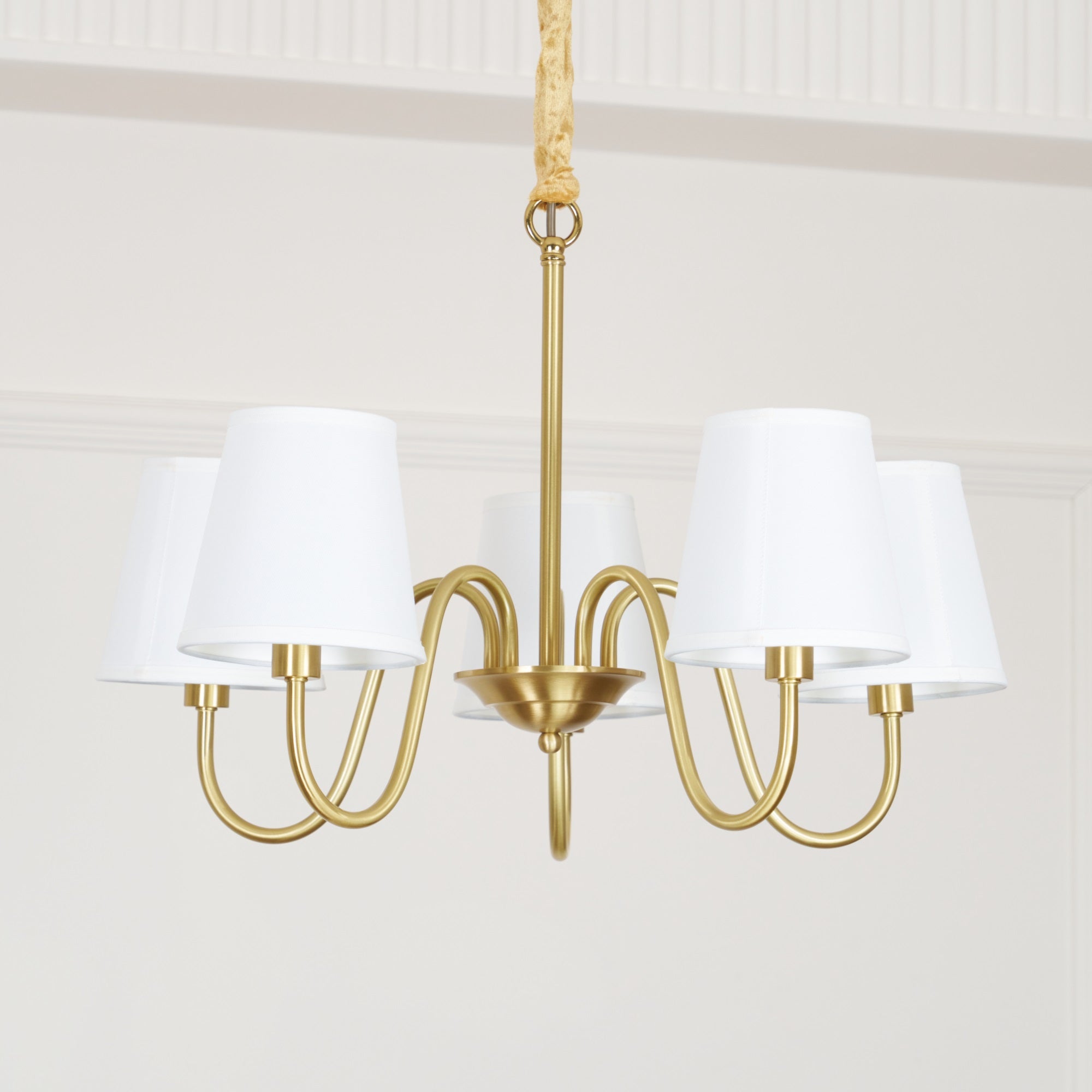 Aged Traditional Stacey Fabric Chandelier - Letslighting