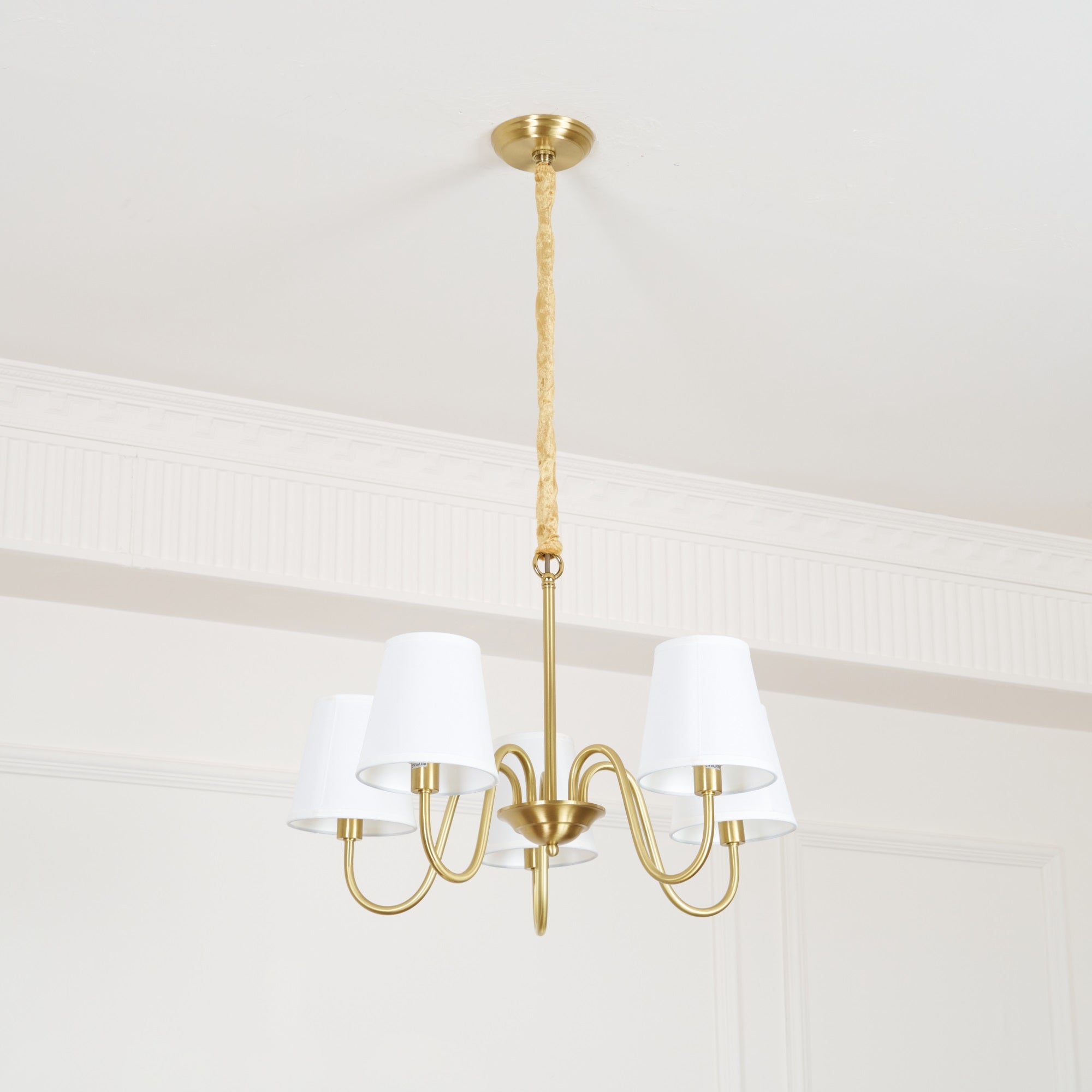 Aged Traditional Stacey Fabric Chandelier - Letslighting
