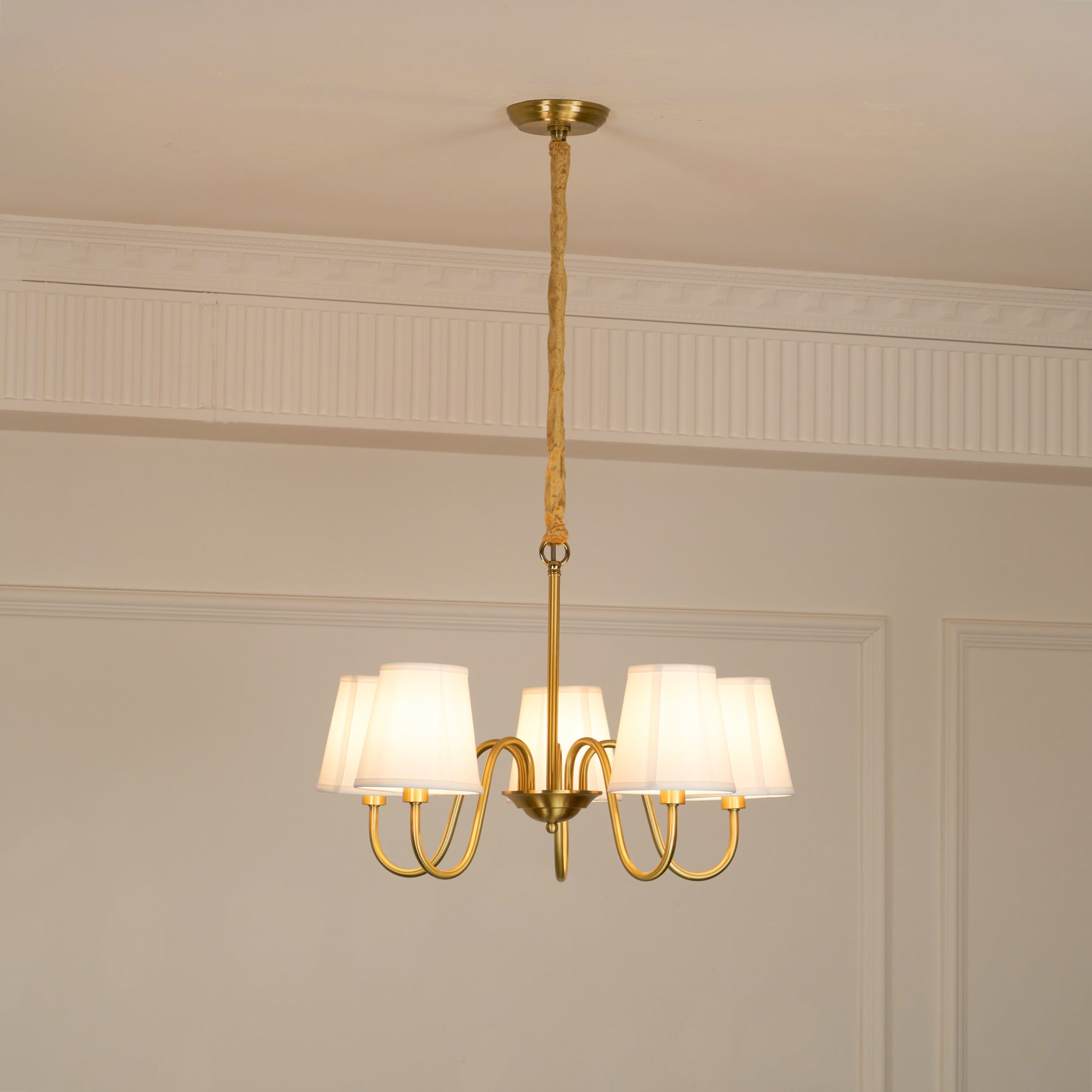 Aged Traditional Stacey Fabric Chandelier - Letslighting