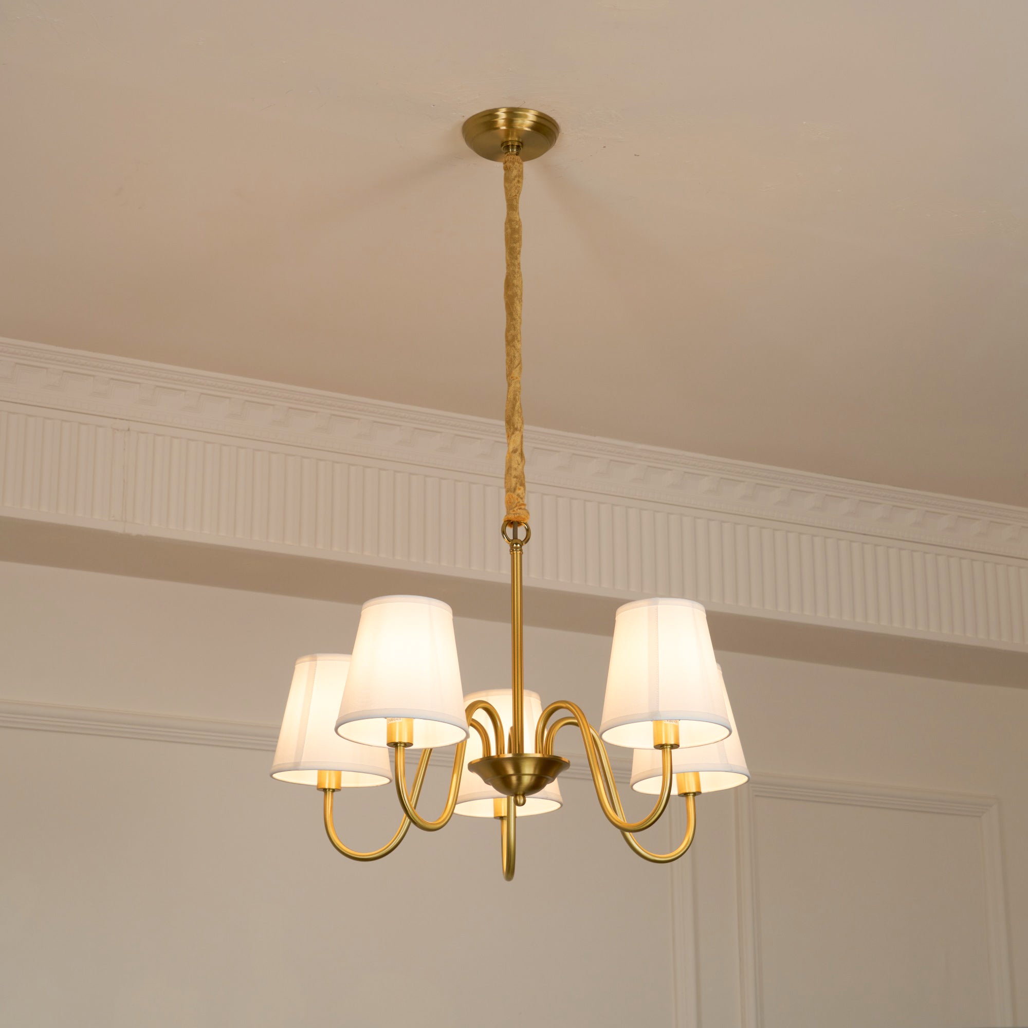 Aged Traditional Stacey Fabric Chandelier - Letslighting