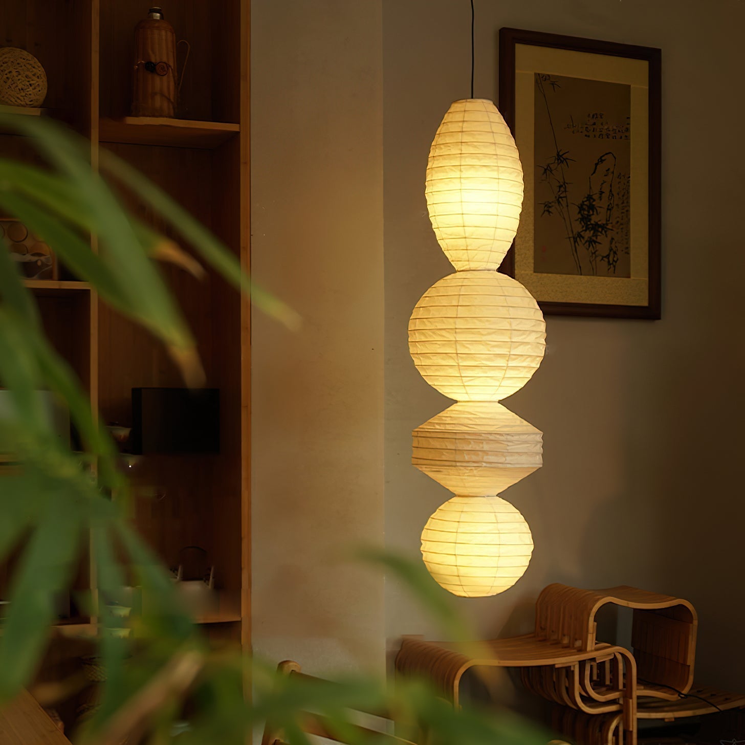 Nami Pendelleuchte Papierlaterne im Wabi-Sabi-Stil