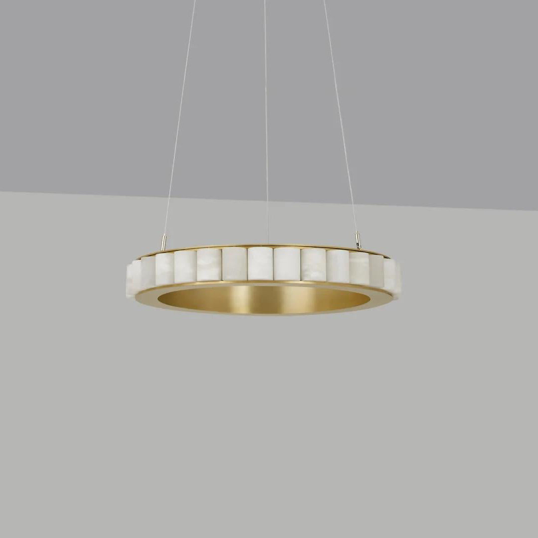Orion Double Ring Alabaster Chandelier - Neutralighting
