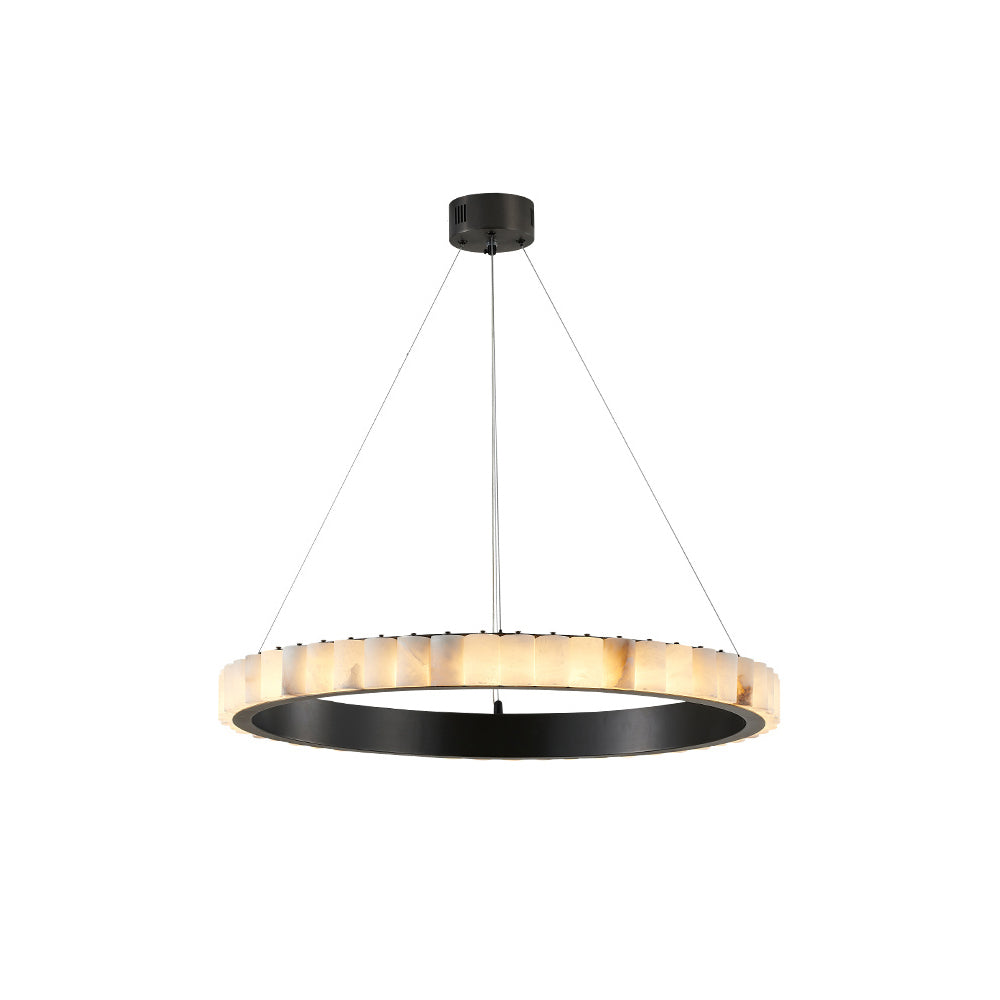 Orion Double Ring Alabaster Chandelier - Neutralighting