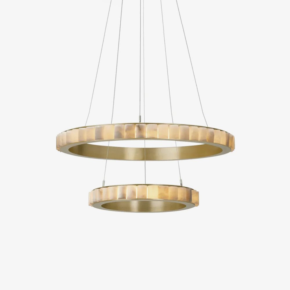 Orion Double Ring Alabaster Chandelier - Neutralighting