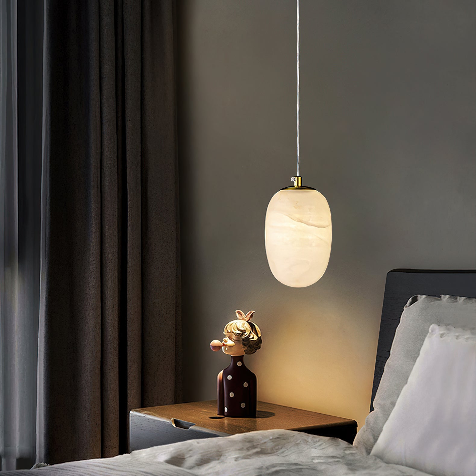 Ildvuvyd Minimalist Bedside Brass Pendant Light - Letslighting