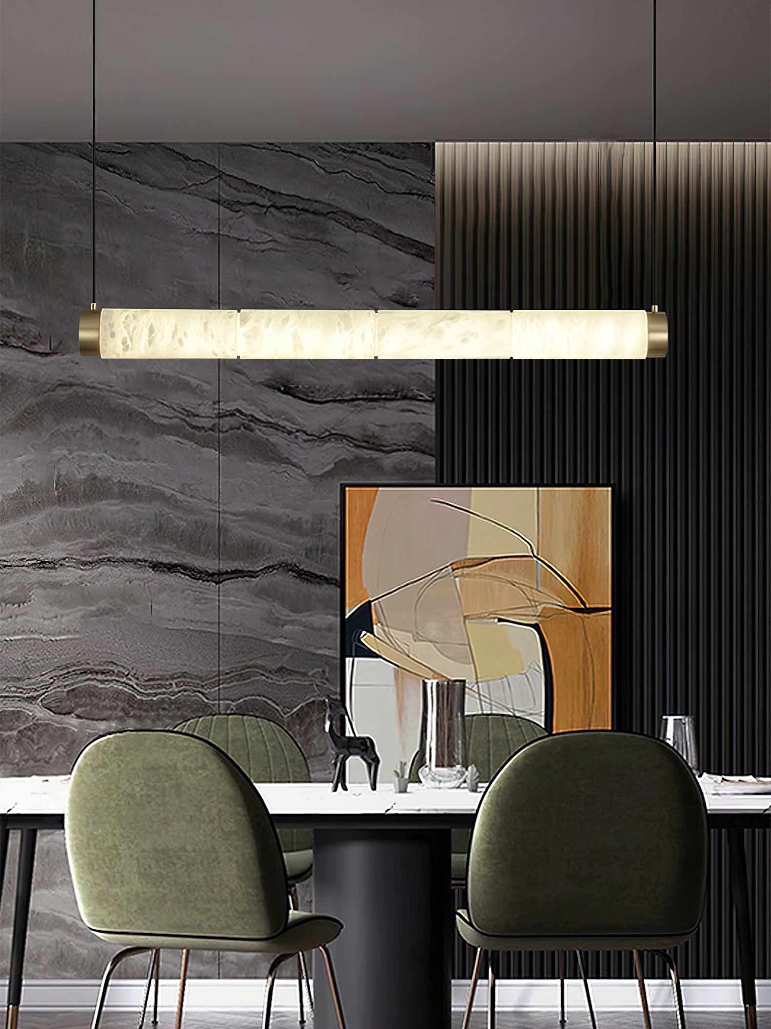 Plotuvyi Modern Strip Alabaster Pendant Light - Letslighting