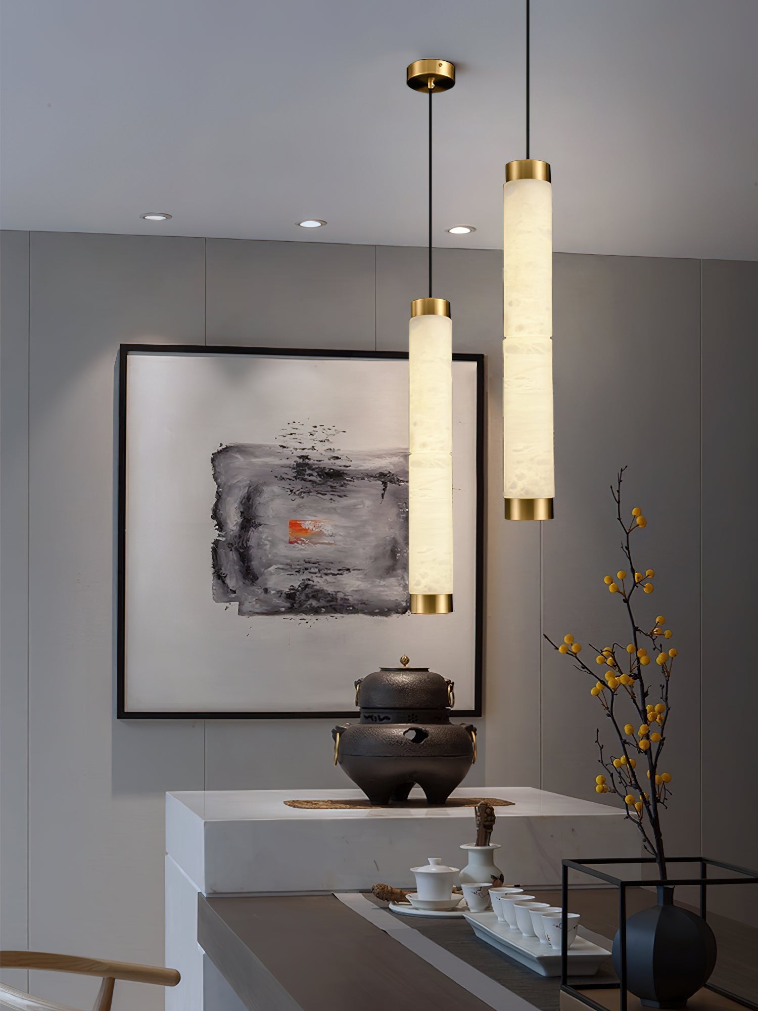 Plotuvyi Modern Strip Alabaster Pendant Light - Letslighting