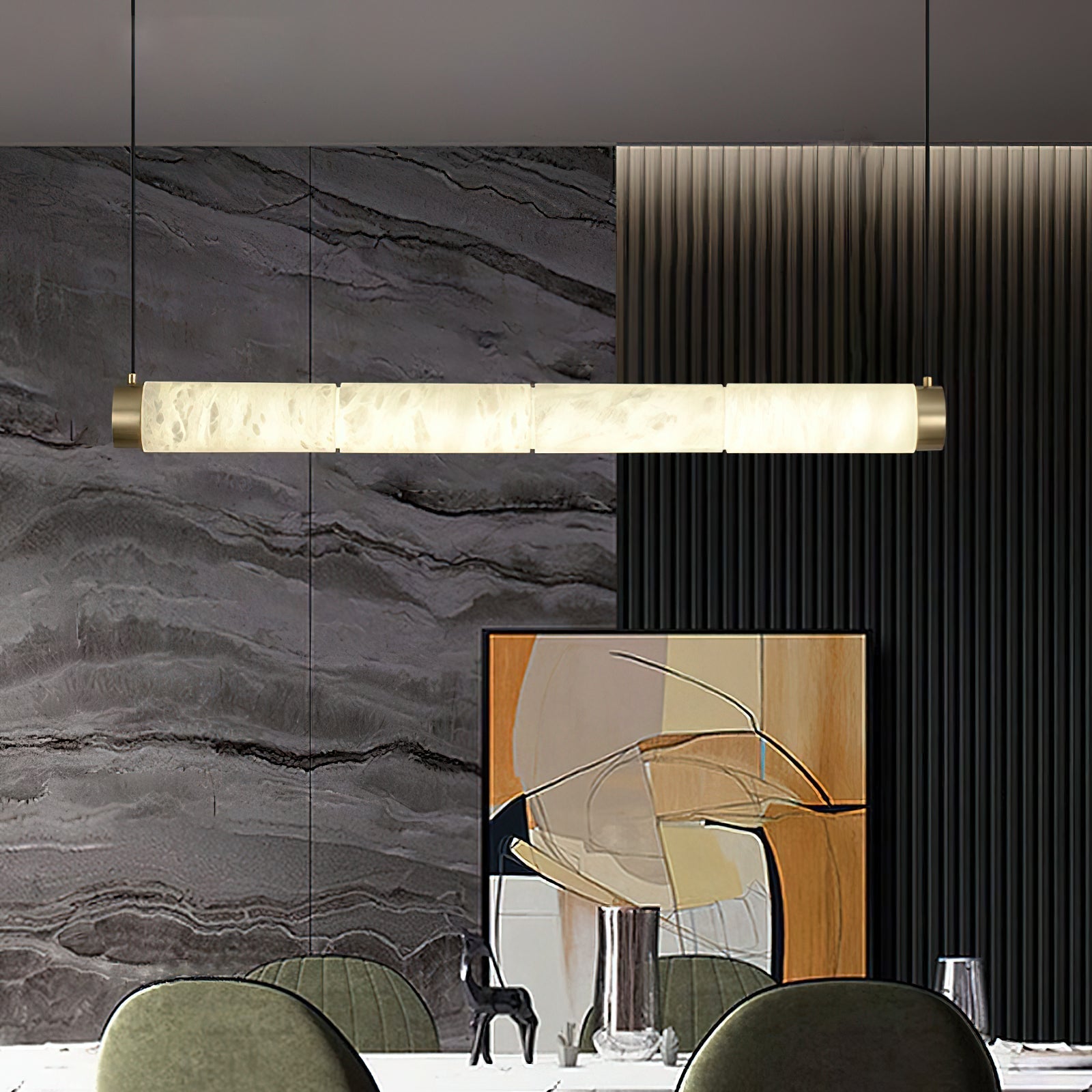 Plotuvyi Modern Strip Alabaster Pendant Light - Letslighting