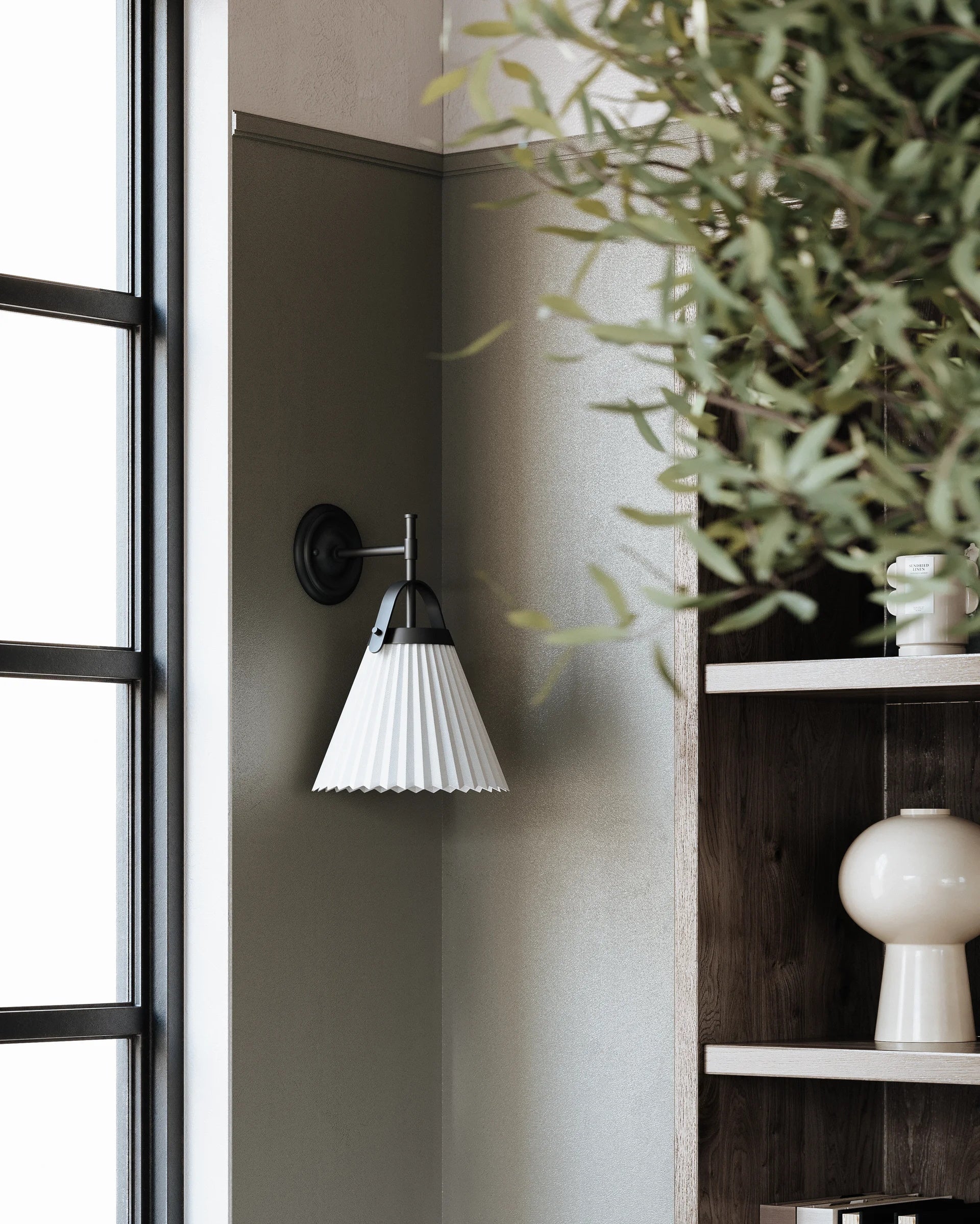 Pure Elegante Falten Messing Stoff Wandleuchte-Letslighting