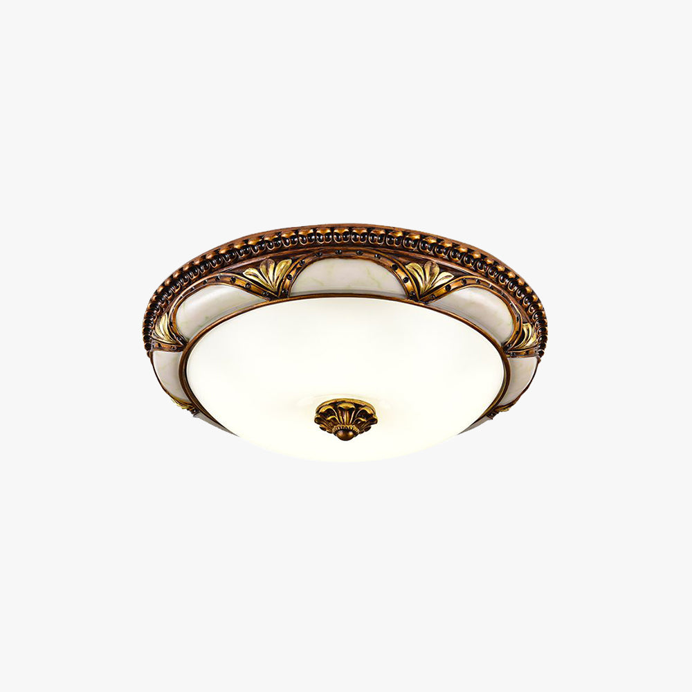 Silva Vintage LED Deckenleuchte Rund Blume Messing Flur/Schlafzimmer Harz/Glas