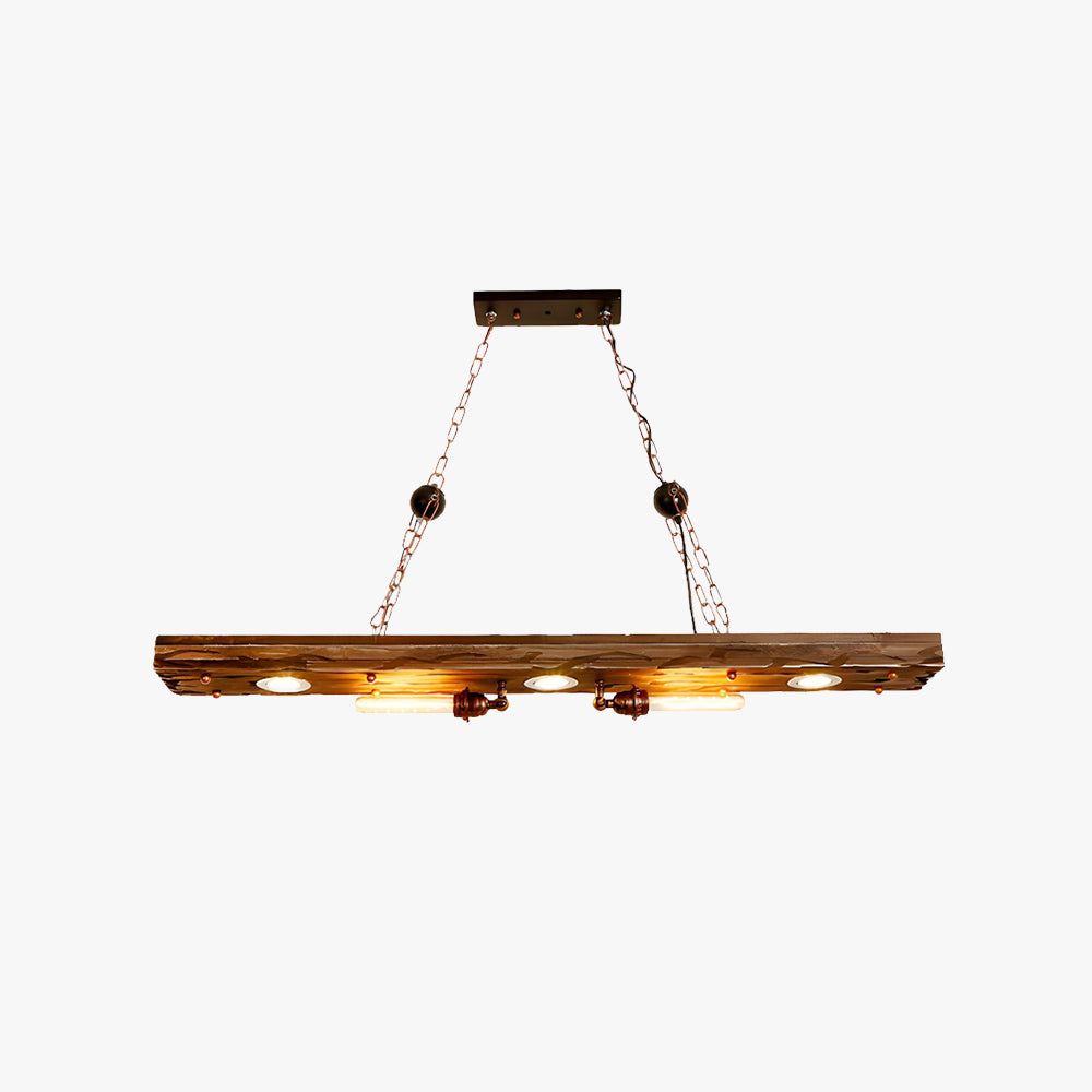 Silva Industrielle lineare Holz Pendelleuchte, Rost