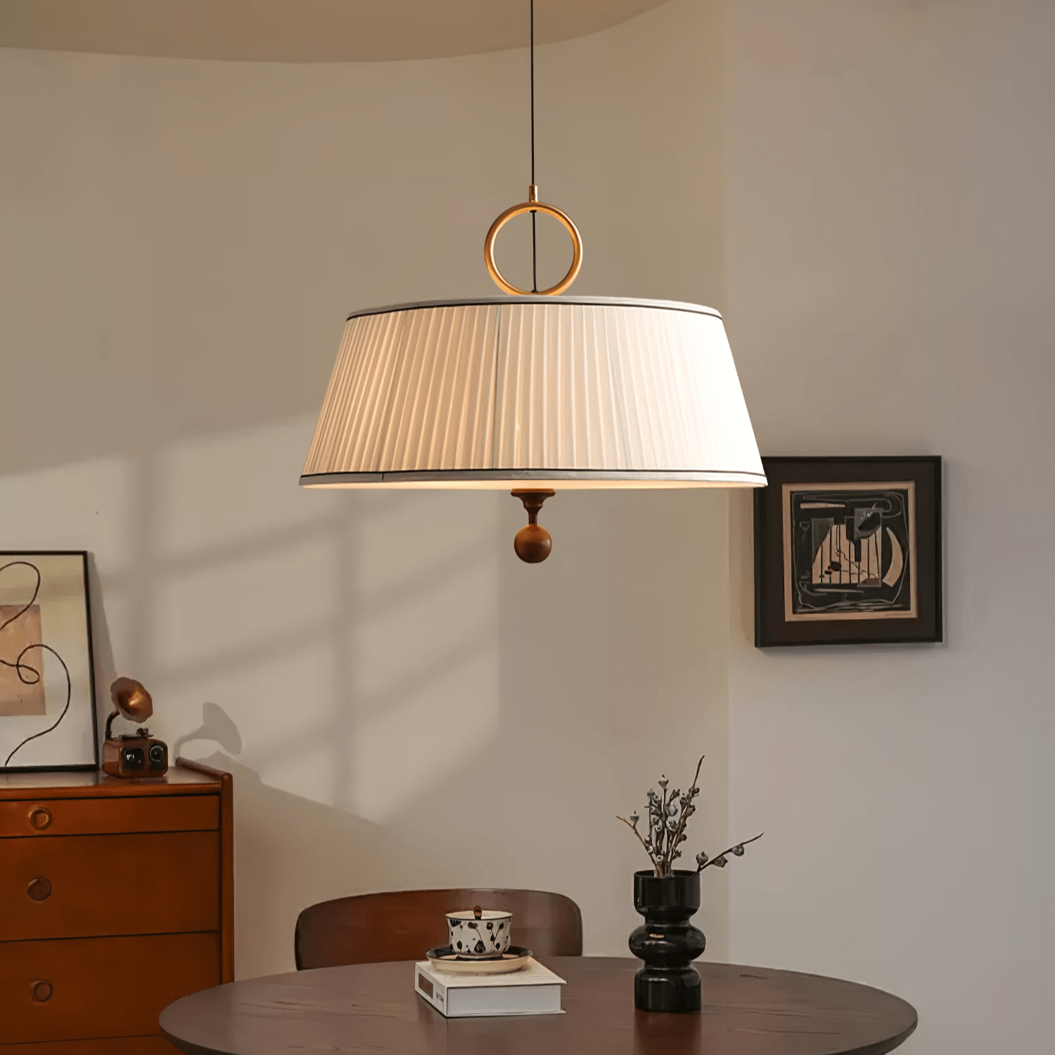Zavaran Traditionelle Naturholz Stoff Pendelleuchte-Letslighting