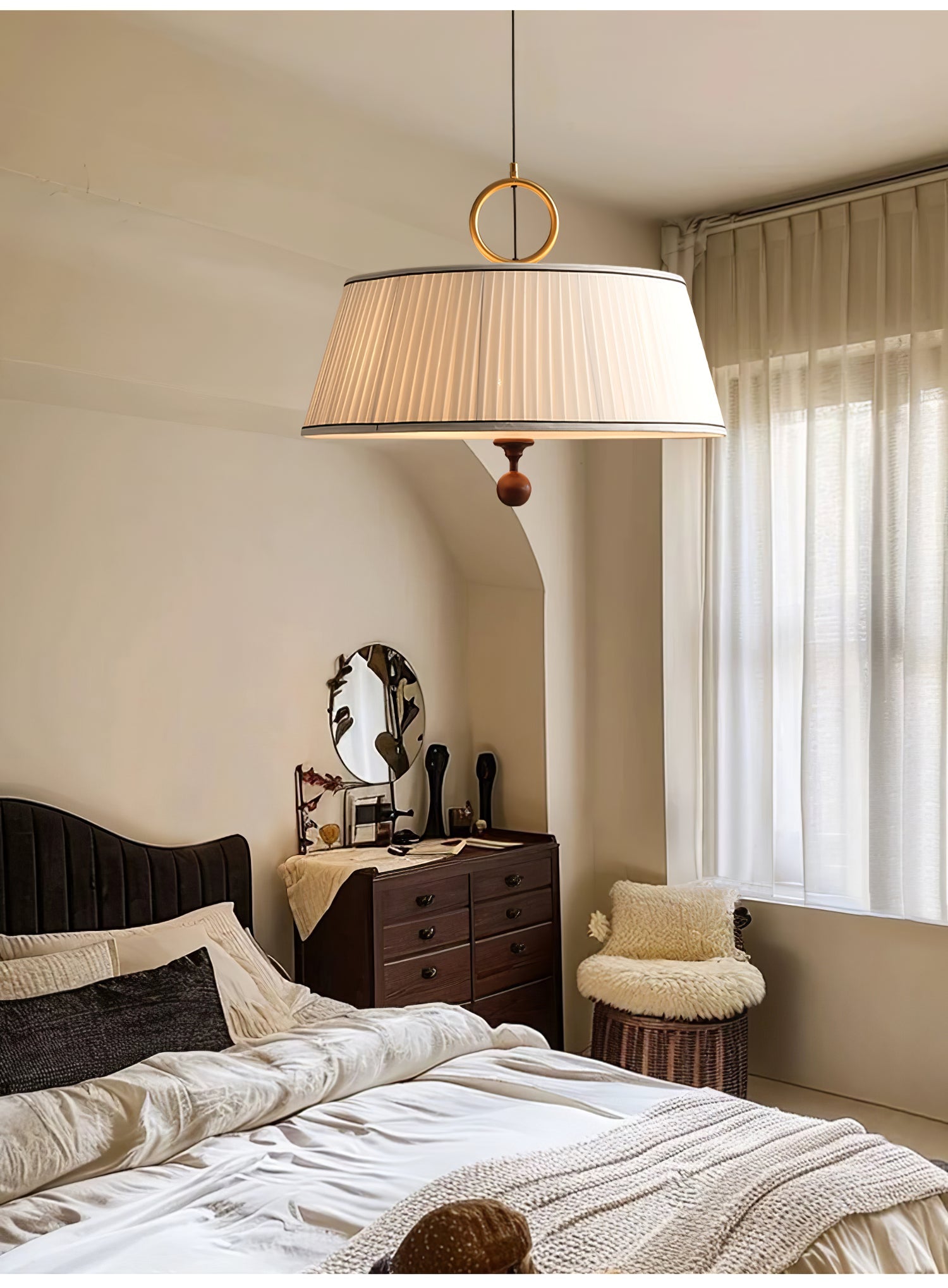 Zavaran Traditionelle Naturholz Stoff Pendelleuchte-Letslighting