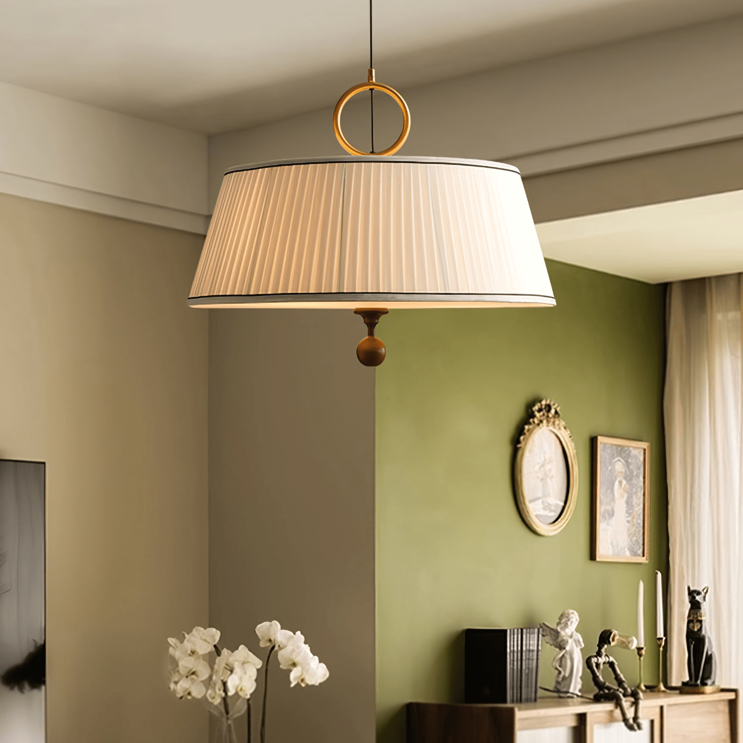 Zavaran Traditionelle Naturholz Stoff Pendelleuchte-Letslighting