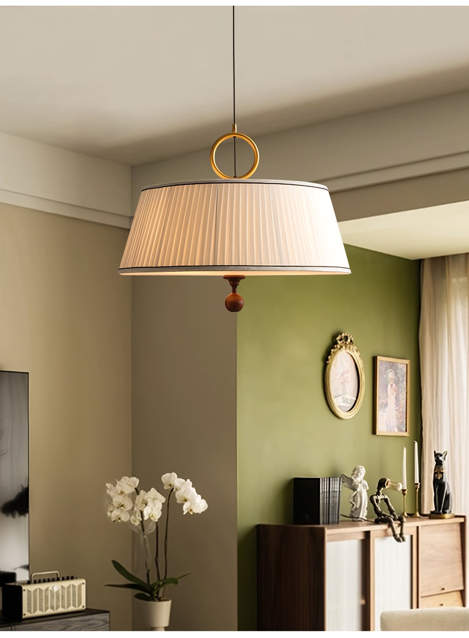 Zavaran Traditionelle Naturholz Stoff Pendelleuchte-Letslighting