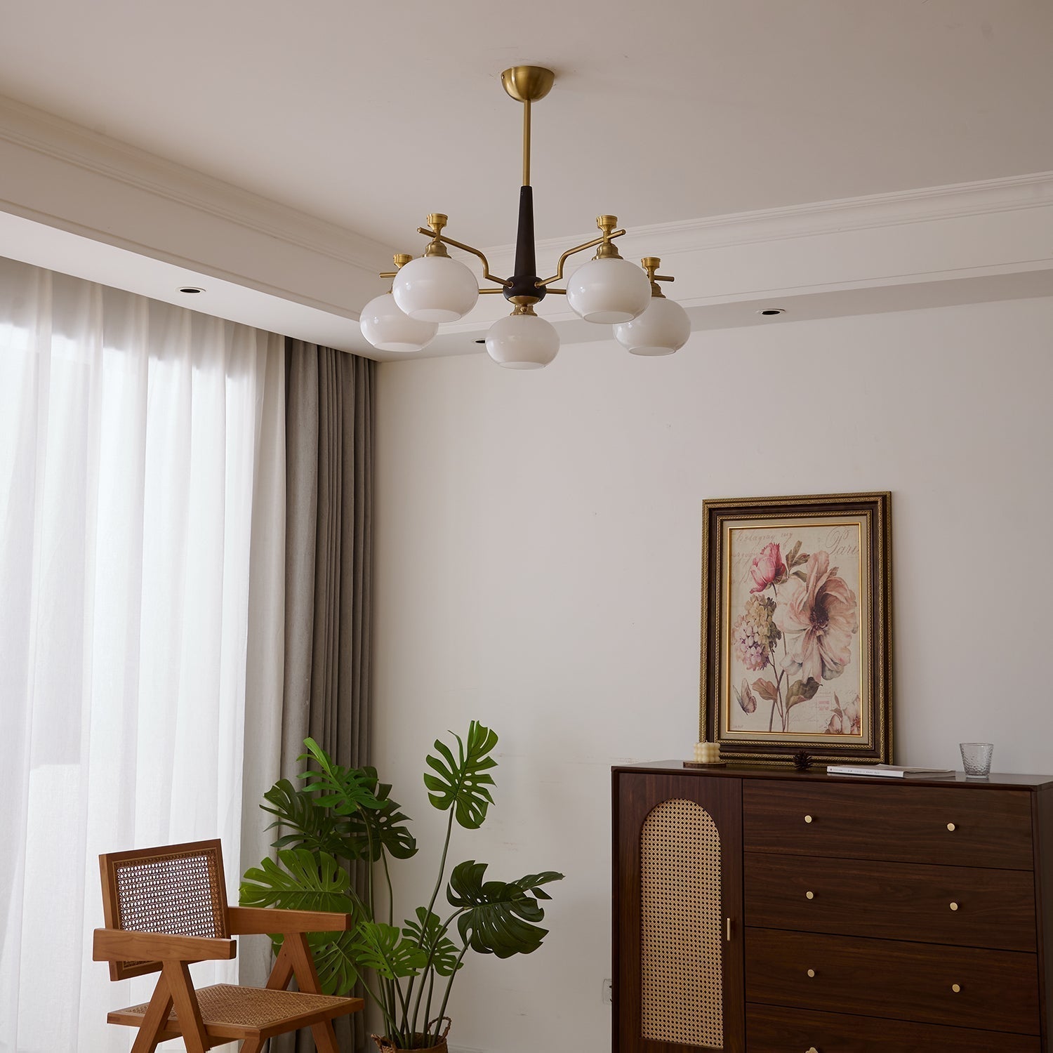 Velirara Traditioneller Einzigartiger Kugel-Holz-Glas-Kronleuchter-Letslighting