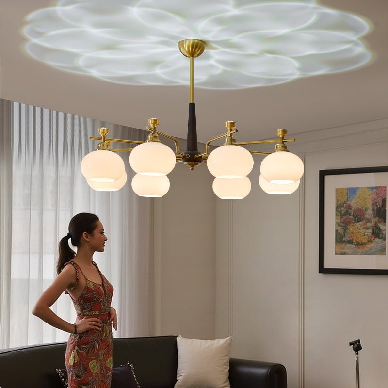 Velirara Traditioneller Einzigartiger Kugel-Holz-Glas-Kronleuchter-Letslighting