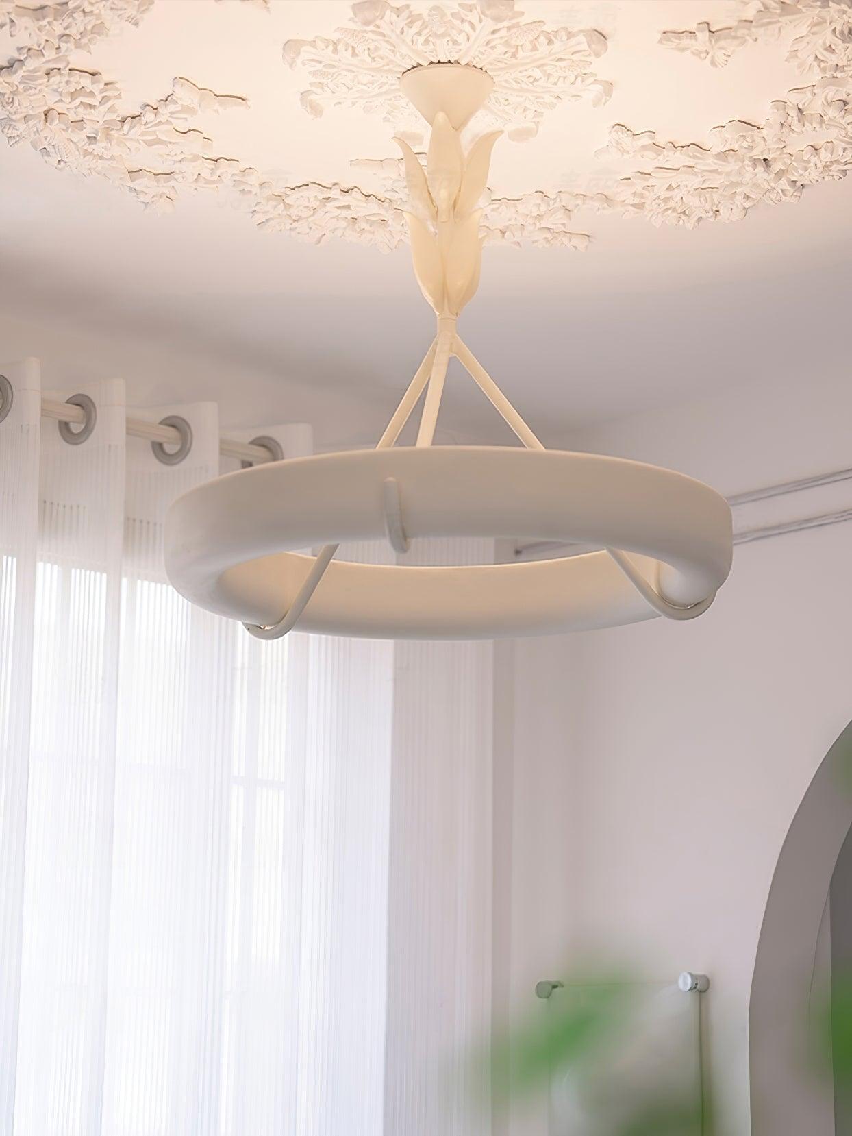 Lustra Kronleuchter Gips Weiß Floral Minimalistisch-Letslighting