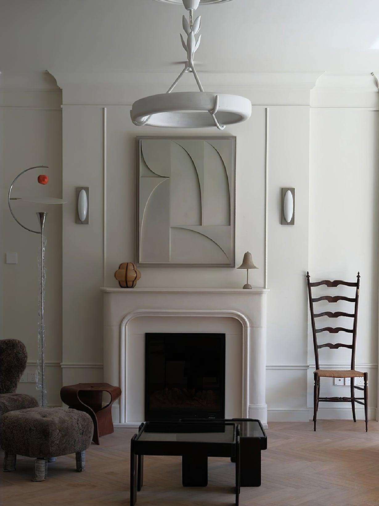 Lustra Kronleuchter Gips Weiß Floral Minimalistisch-Letslighting