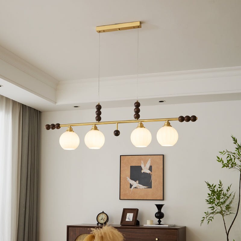 Zerinen Premium Nordic Art Island Glas-Holz-Pendelleuchte-Letslighting
