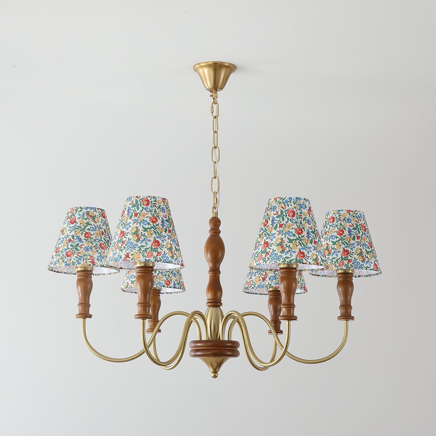 Cassian Kronleuchter mit floralem Stoffbezug-Letslighting