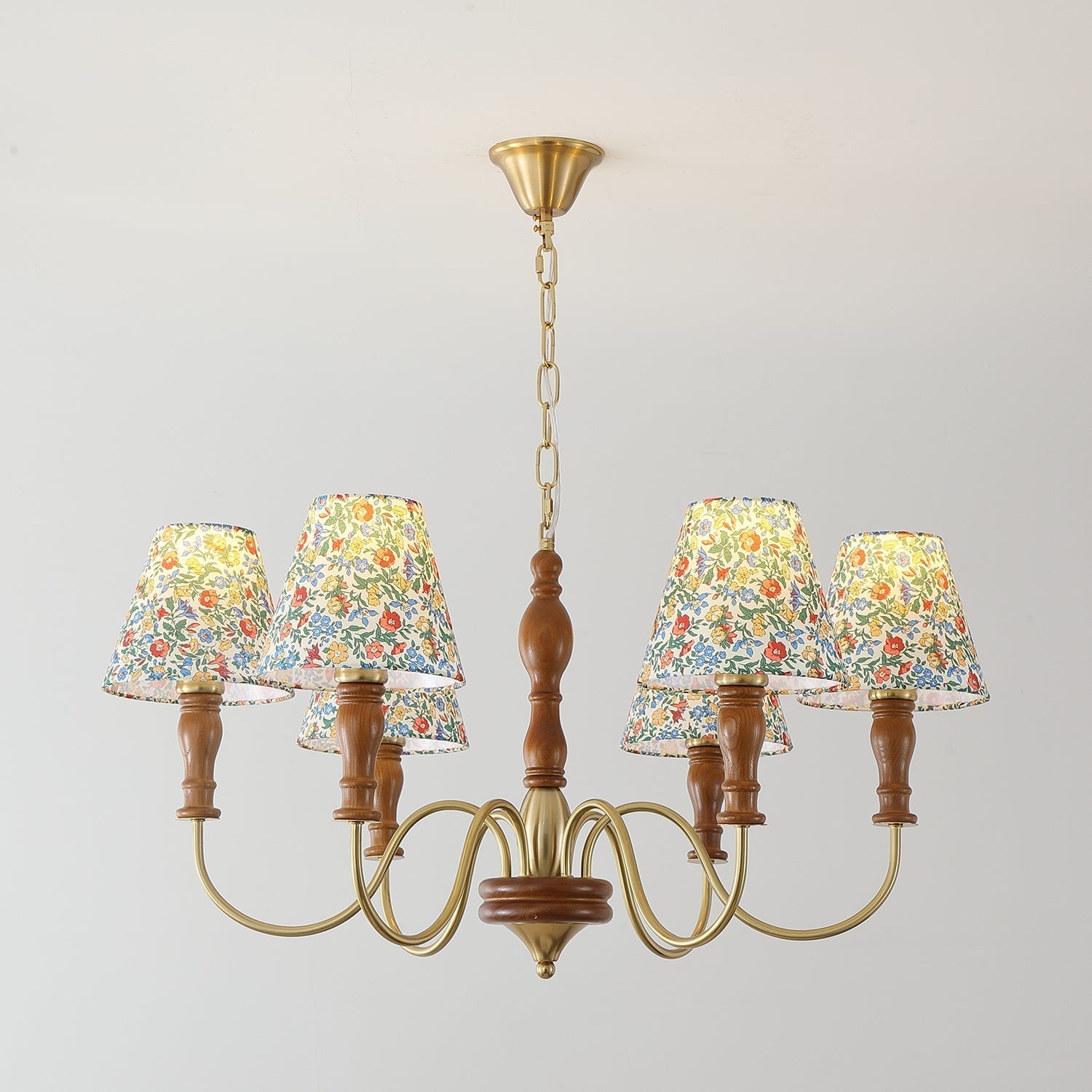 Cassian Kronleuchter mit floralem Stoffbezug-Letslighting
