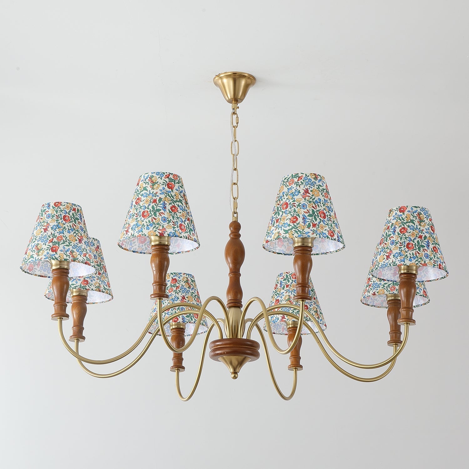 Cassian Kronleuchter mit floralem Stoffbezug-Letslighting