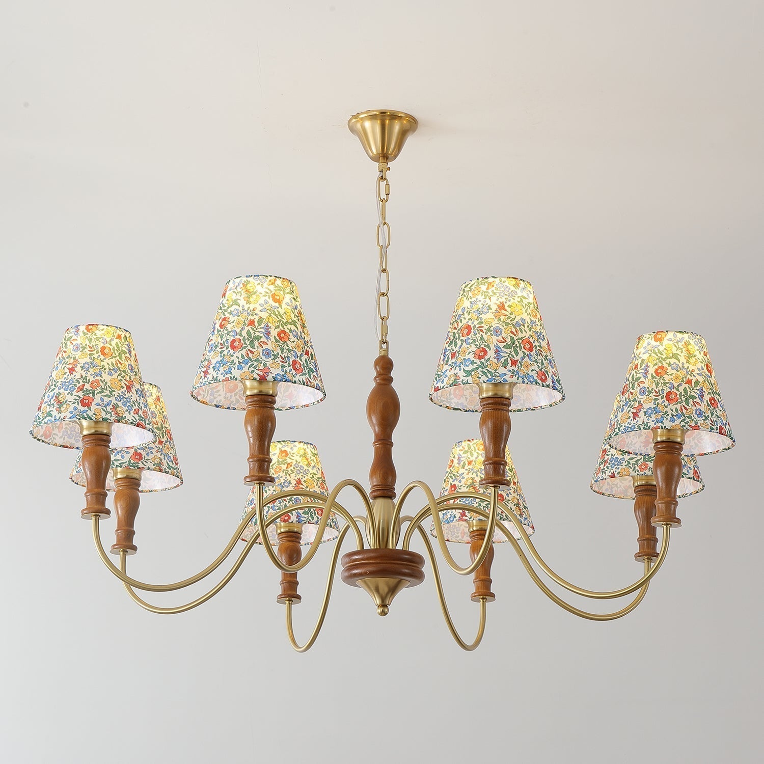 Cassian Kronleuchter mit floralem Stoffbezug-Letslighting