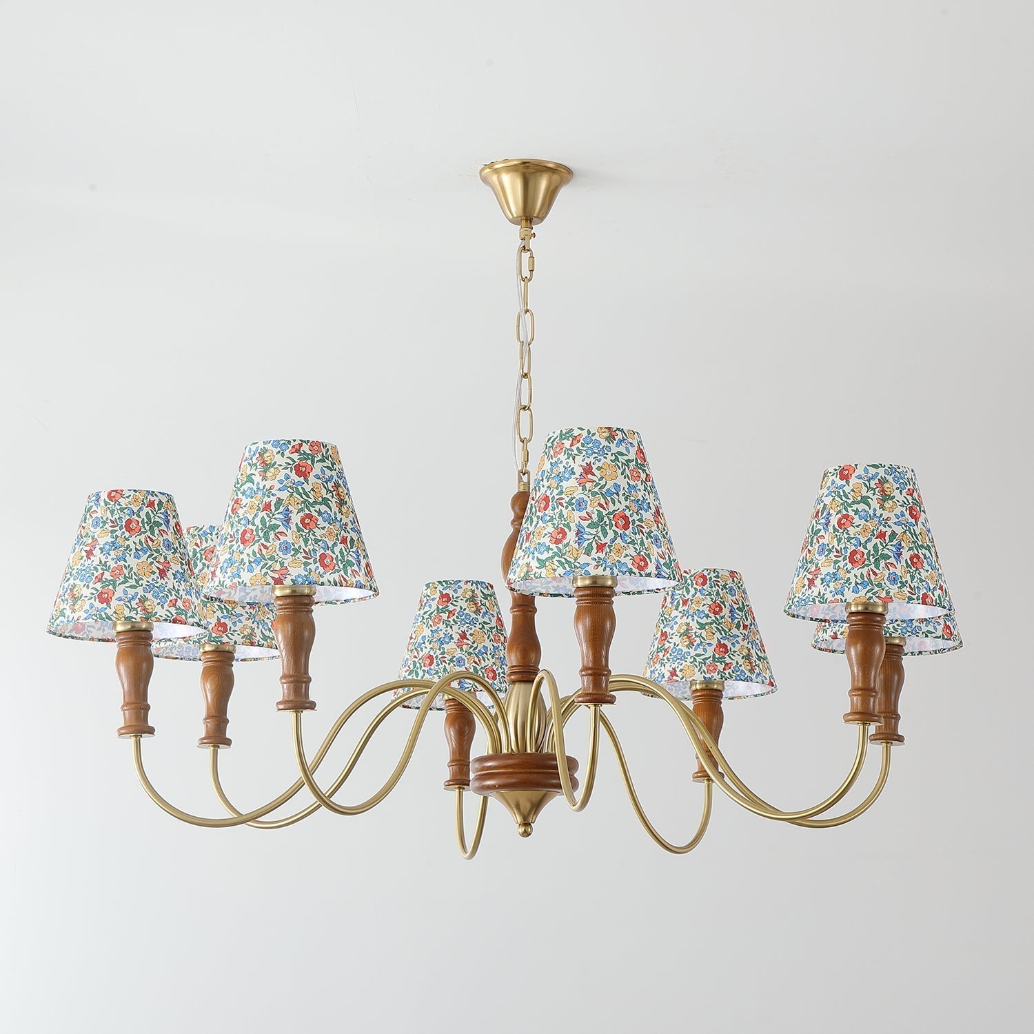 Cassian Kronleuchter mit floralem Stoffbezug-Letslighting