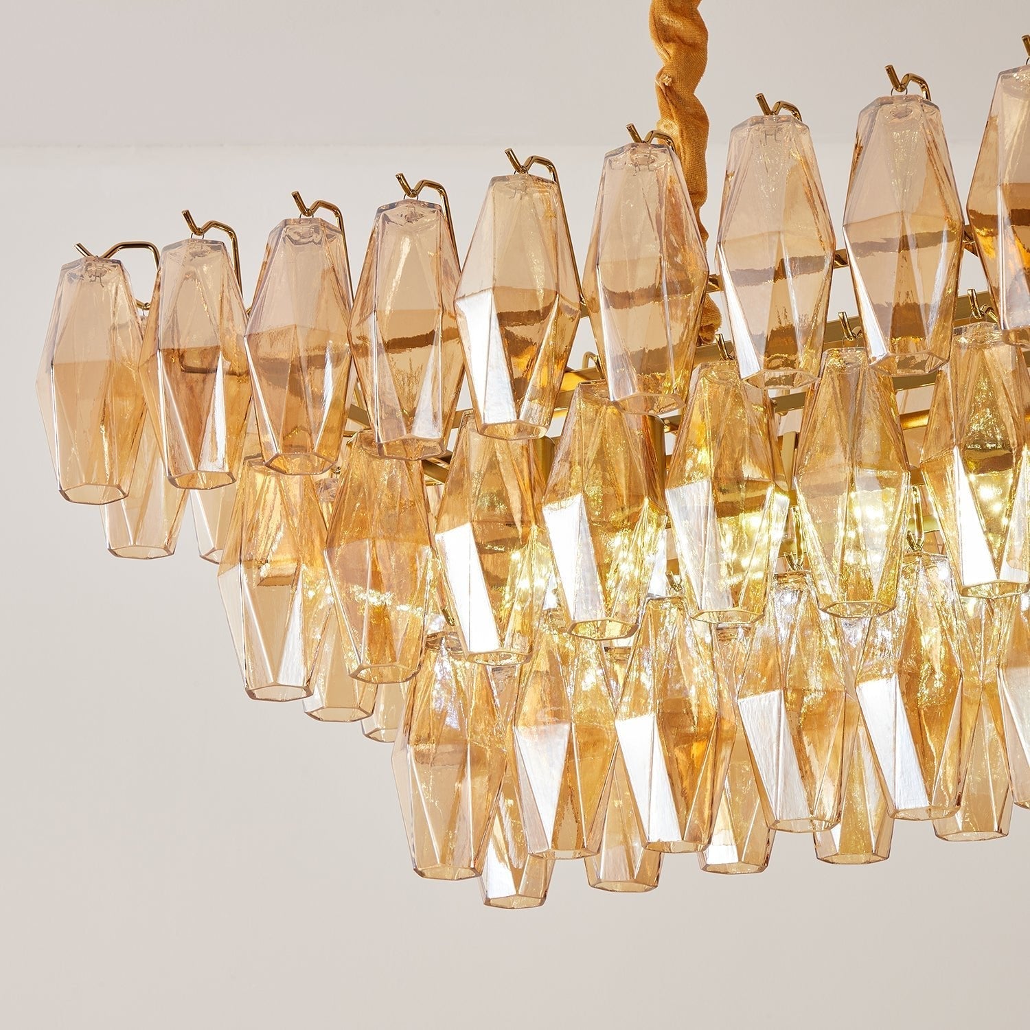 Aurora Chandelier Amber Prism Glass Rectangular Layered - Neutralighting