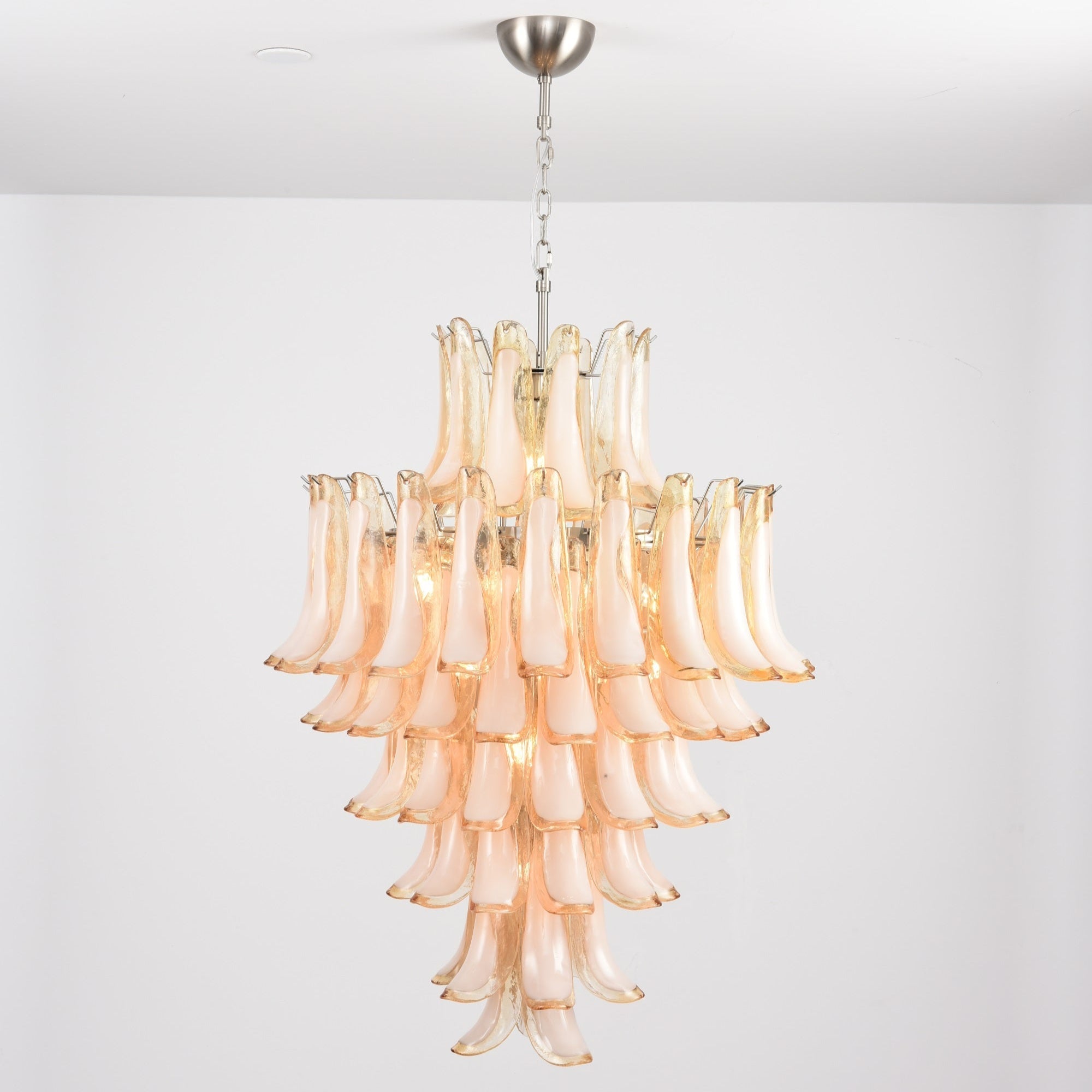 Aurora Chandelier Amber Murano Glass Petal Layered Luxury - Neutralighting
