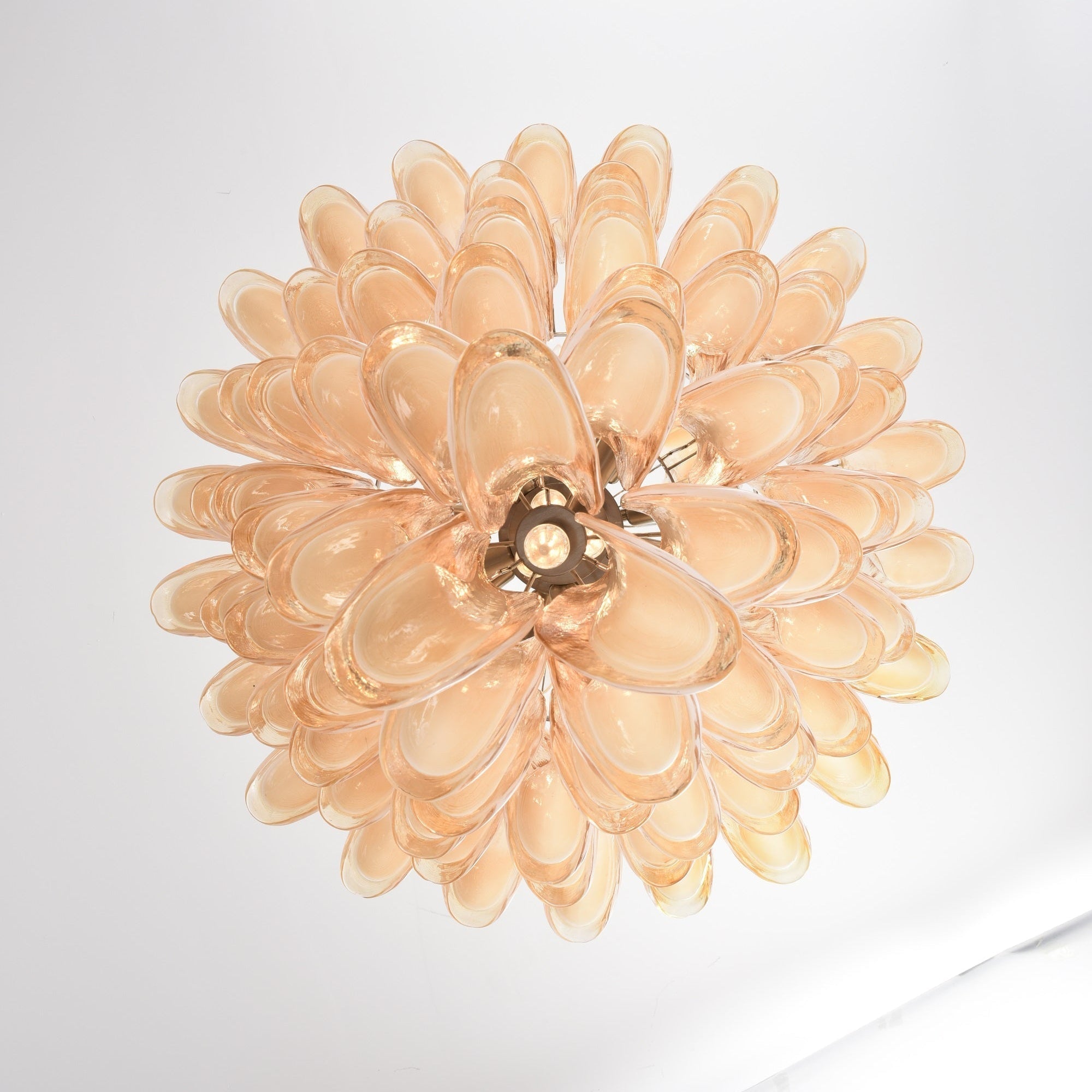Aurora Chandelier Amber Murano Glass Petal Layered Luxury - Neutralighting