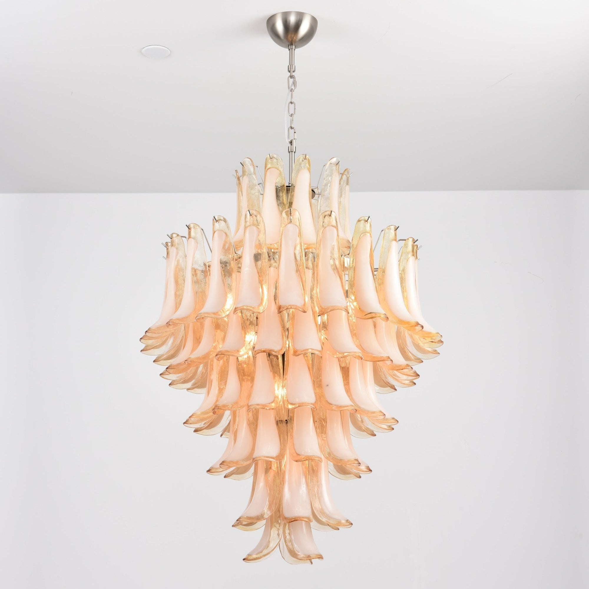 Aurora Chandelier Amber Murano Glass Petal Layered Luxury - Neutralighting