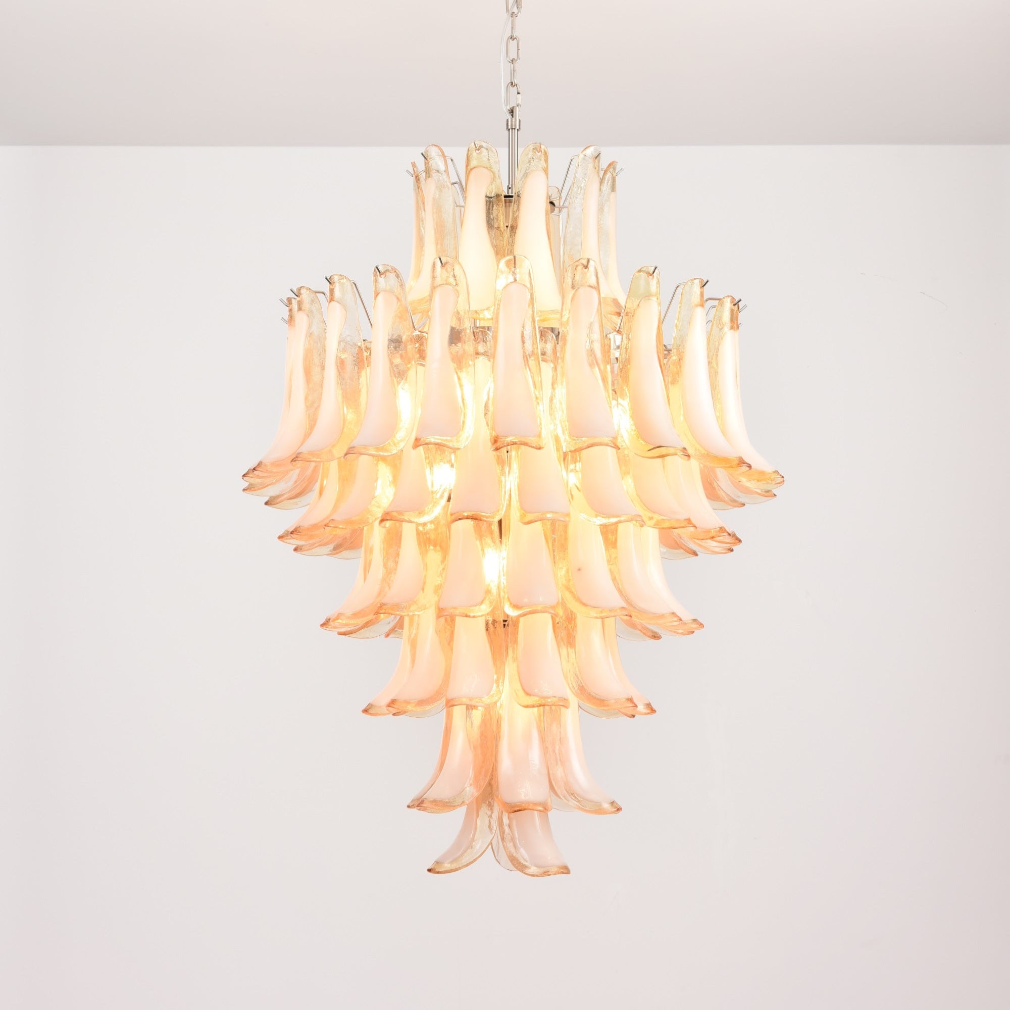 Aurora Chandelier Amber Murano Glass Petal Layered Luxury - Neutralighting
