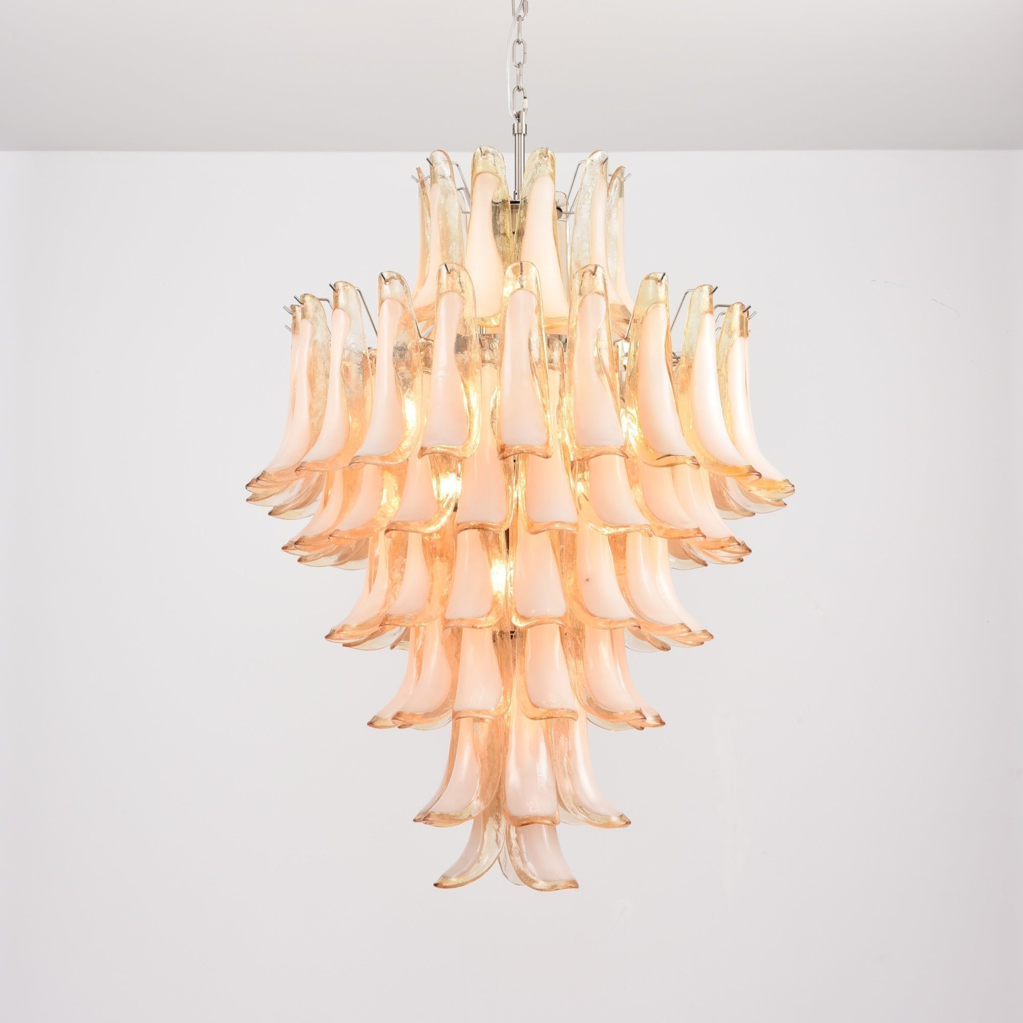 Aurora Chandelier Amber Murano Glass Petal Layered Luxury - Neutralighting