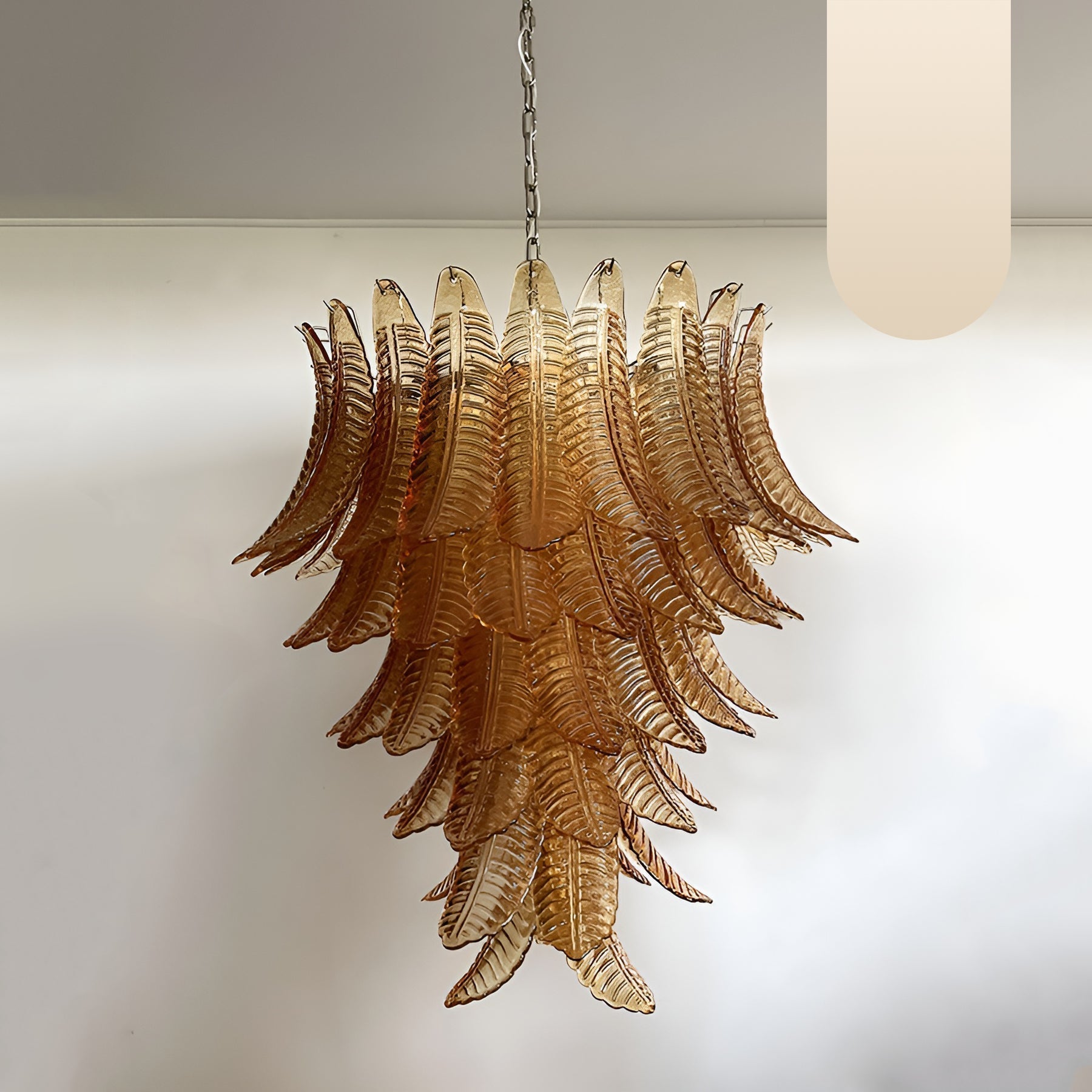 Aurora Chandelier Amber Murano Glass Leaves Layered - Neutralighting