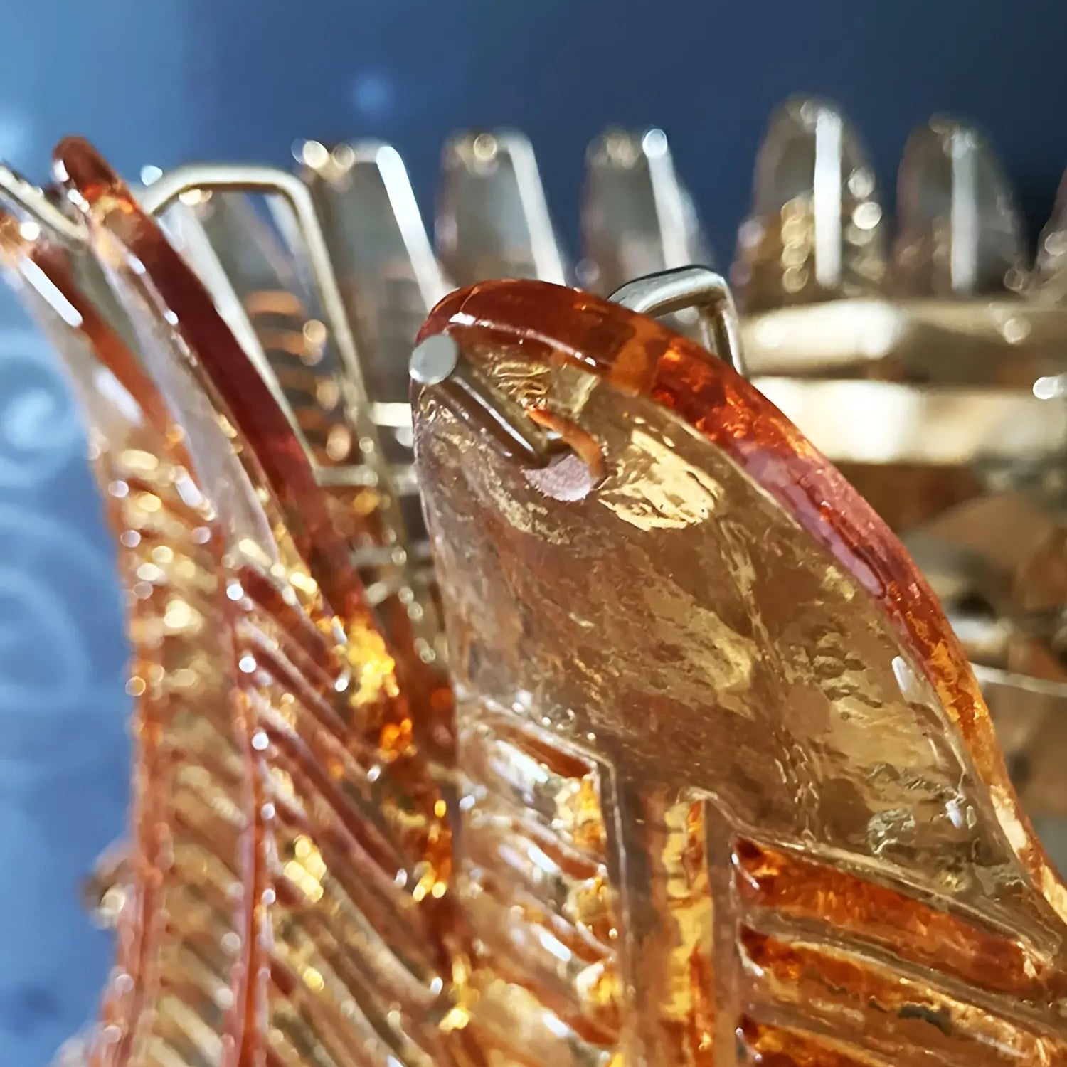 Aurora Chandelier Amber Murano Glass Leaves Layered - Neutralighting