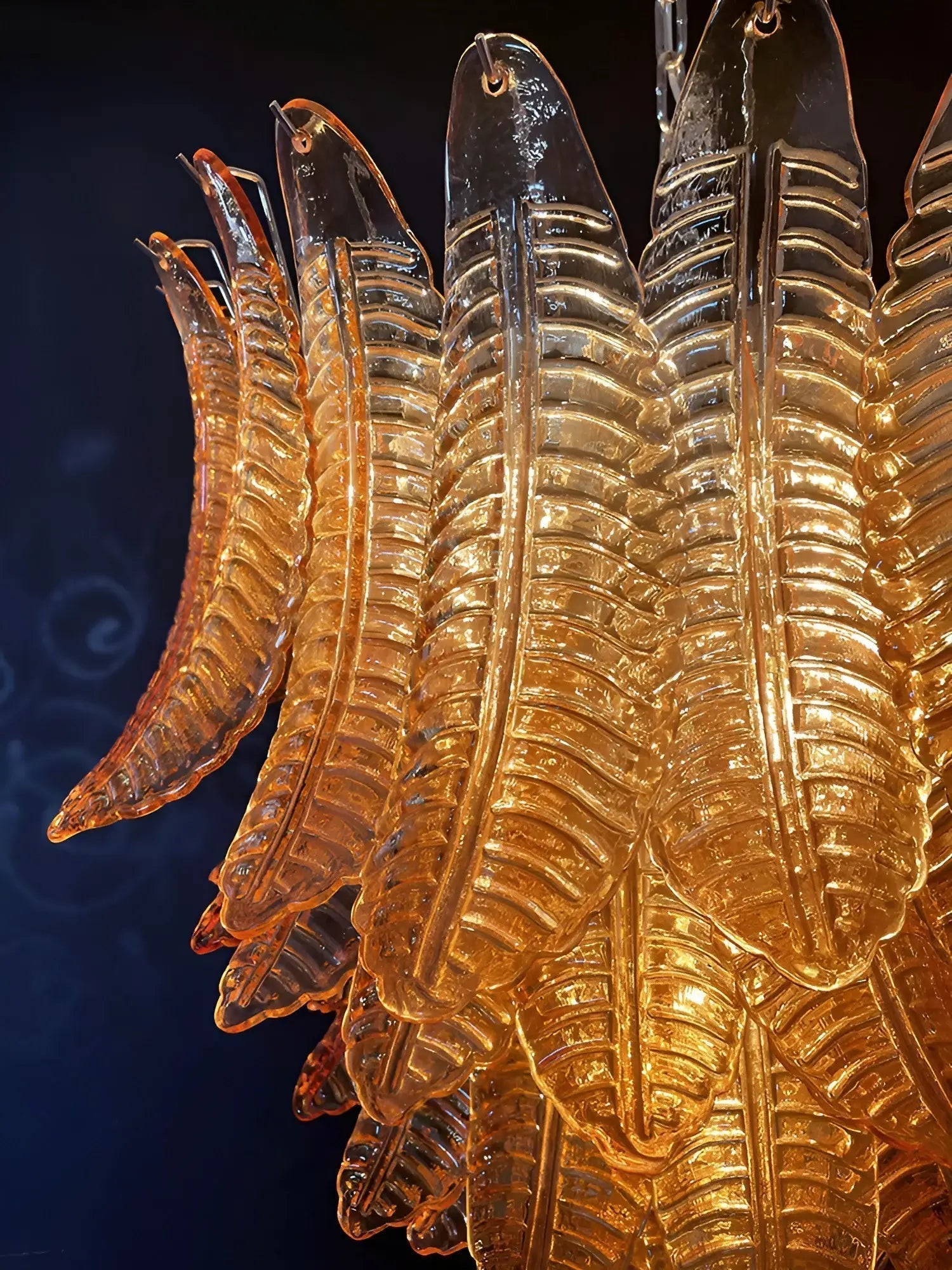 Aurora Chandelier Amber Murano Glass Leaves Layered - Neutralighting