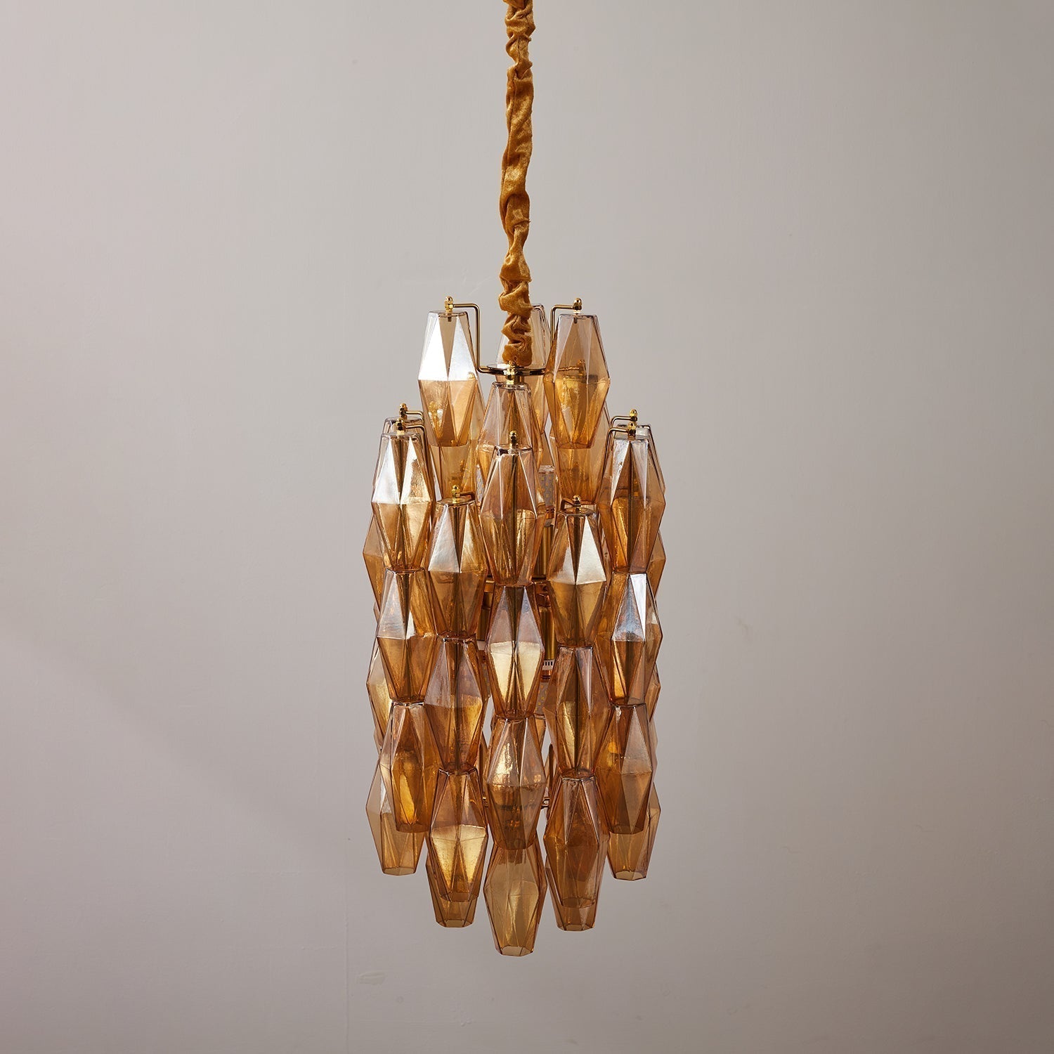 Aurora Chandelier Amber Prism Long Cascading Glass Vintage - Neutralighting