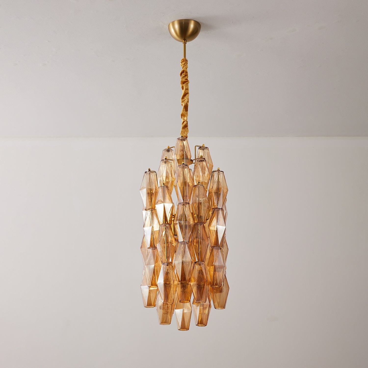 Aurora Chandelier Amber Prism Long Cascading Glass Vintage - Neutralighting