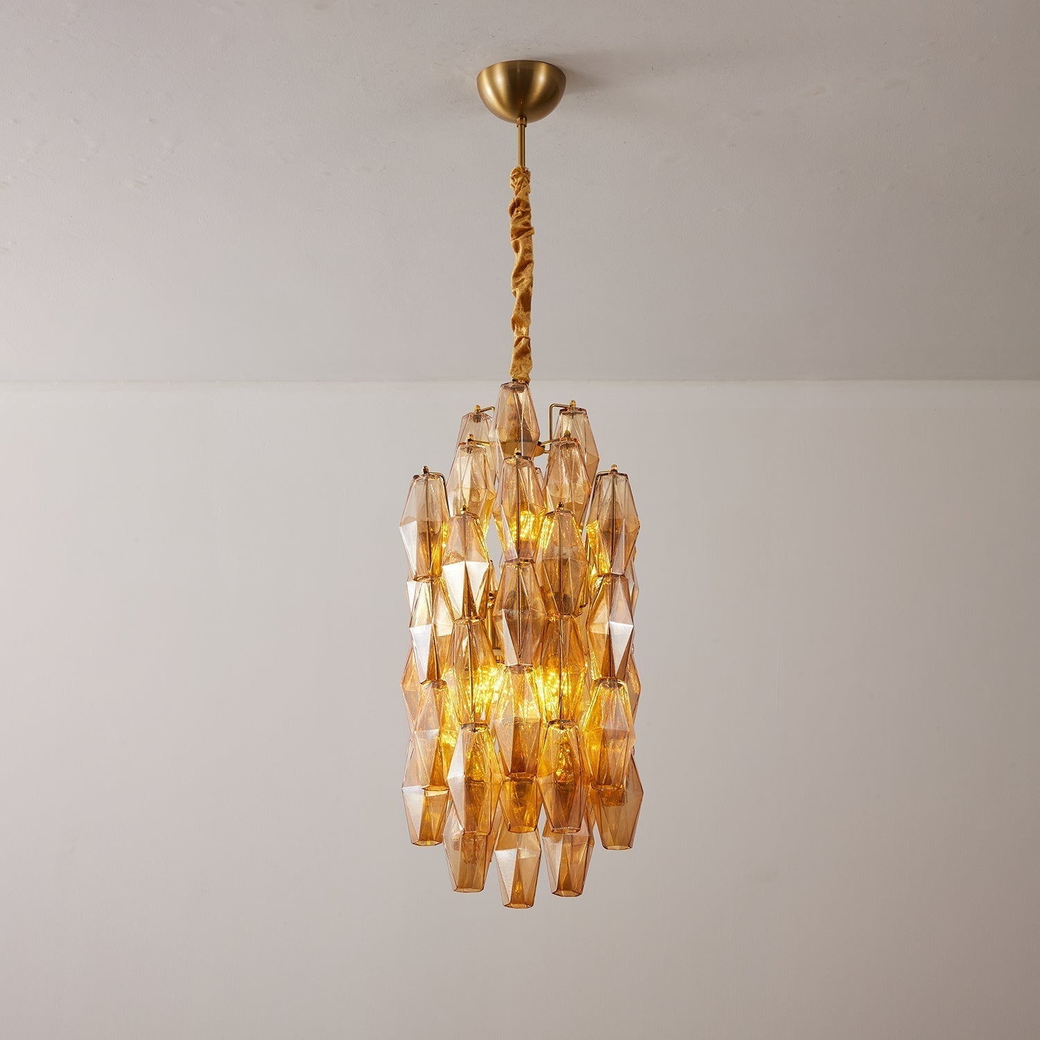 Aurora Chandelier Amber Prism Long Cascading Glass Vintage - Neutralighting