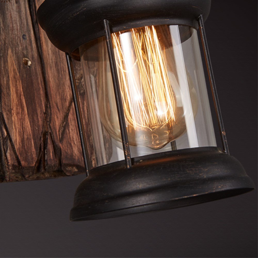 Epoch Vintage LED Wandleuchte Innen Lampe Flur Bronze Holz/Glas