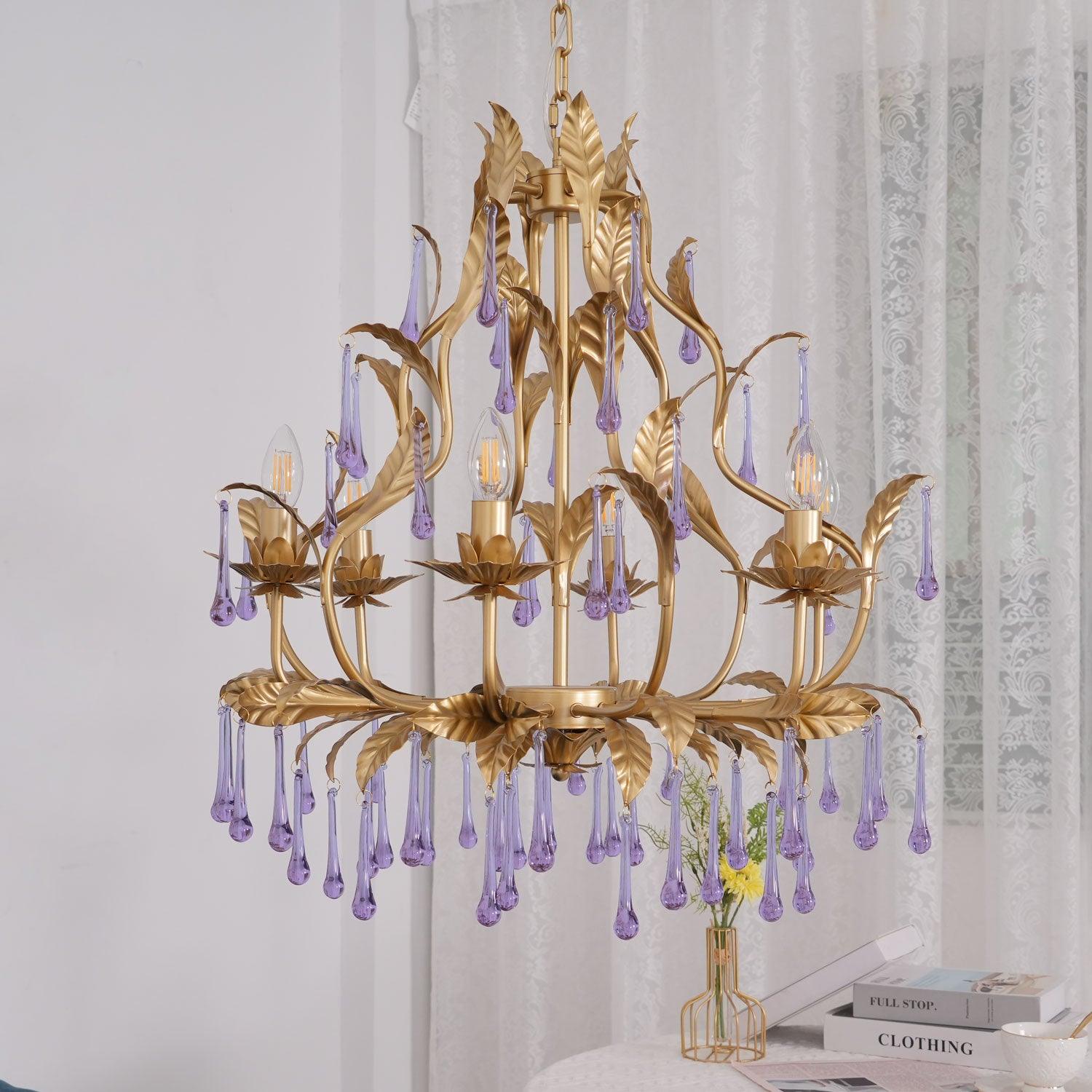 Lustra Pendelleuchte Tropfen Gold Blätter-Letslighting