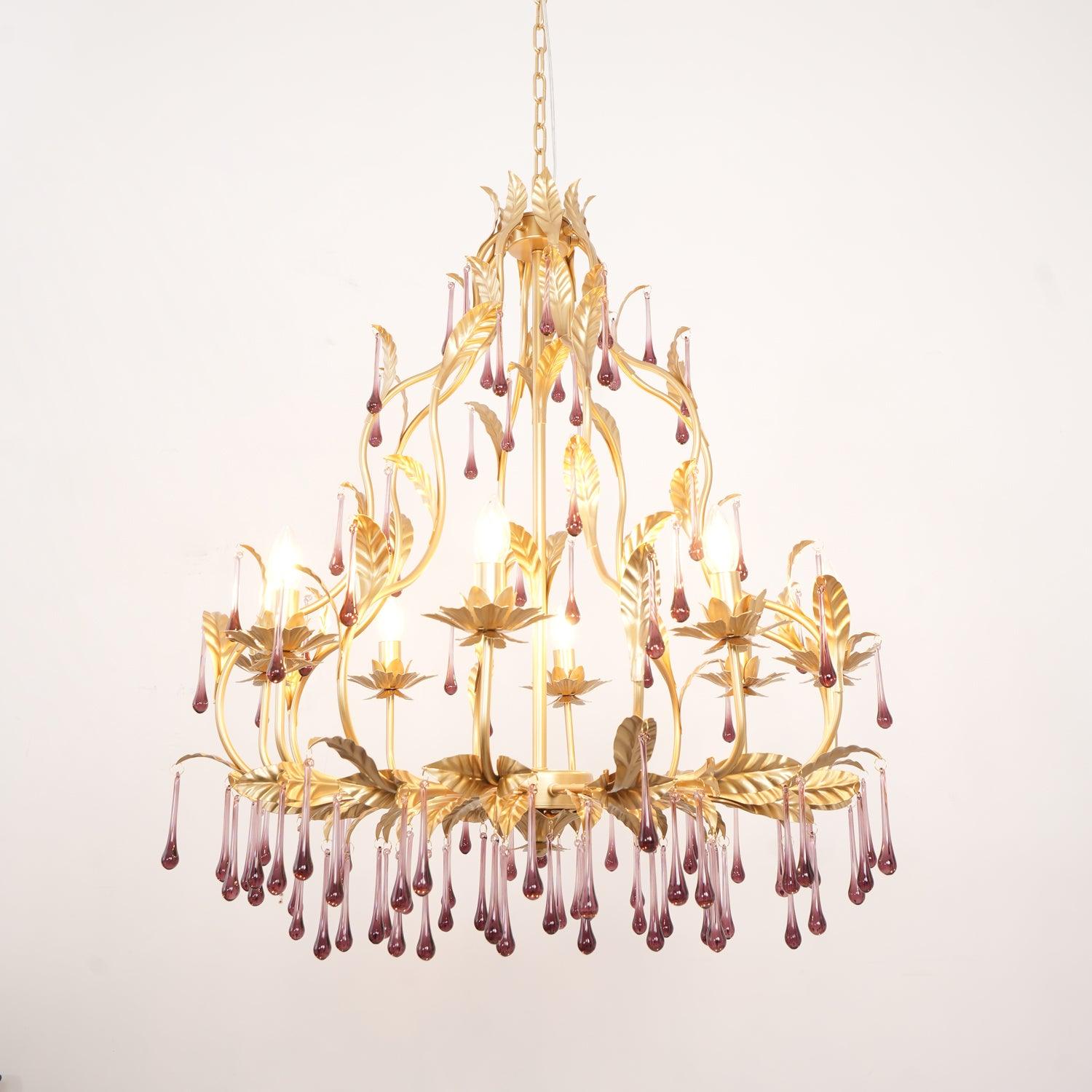 Lustra Pendelleuchte Tropfen Gold Blätter-Letslighting