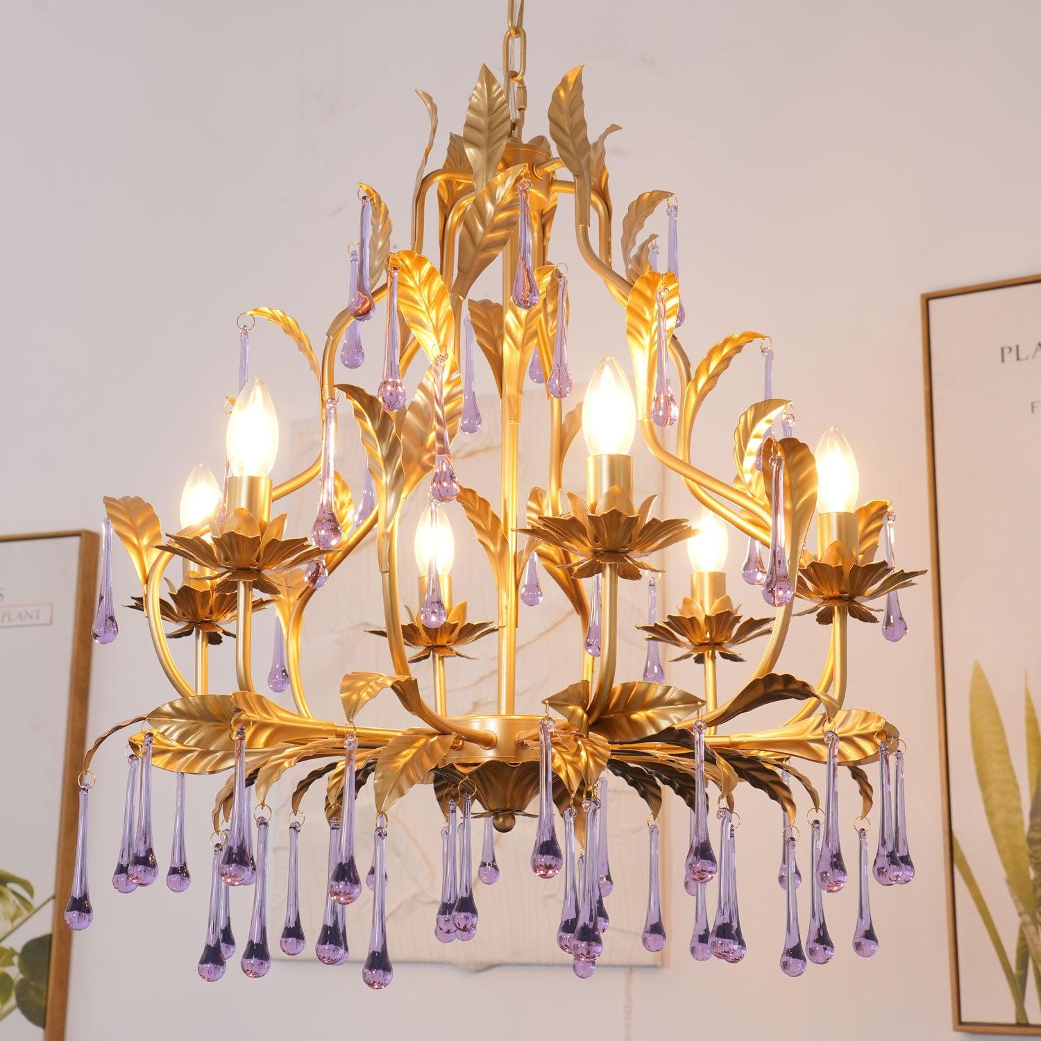 Lustra Pendelleuchte Tropfen Gold Blätter-Letslighting